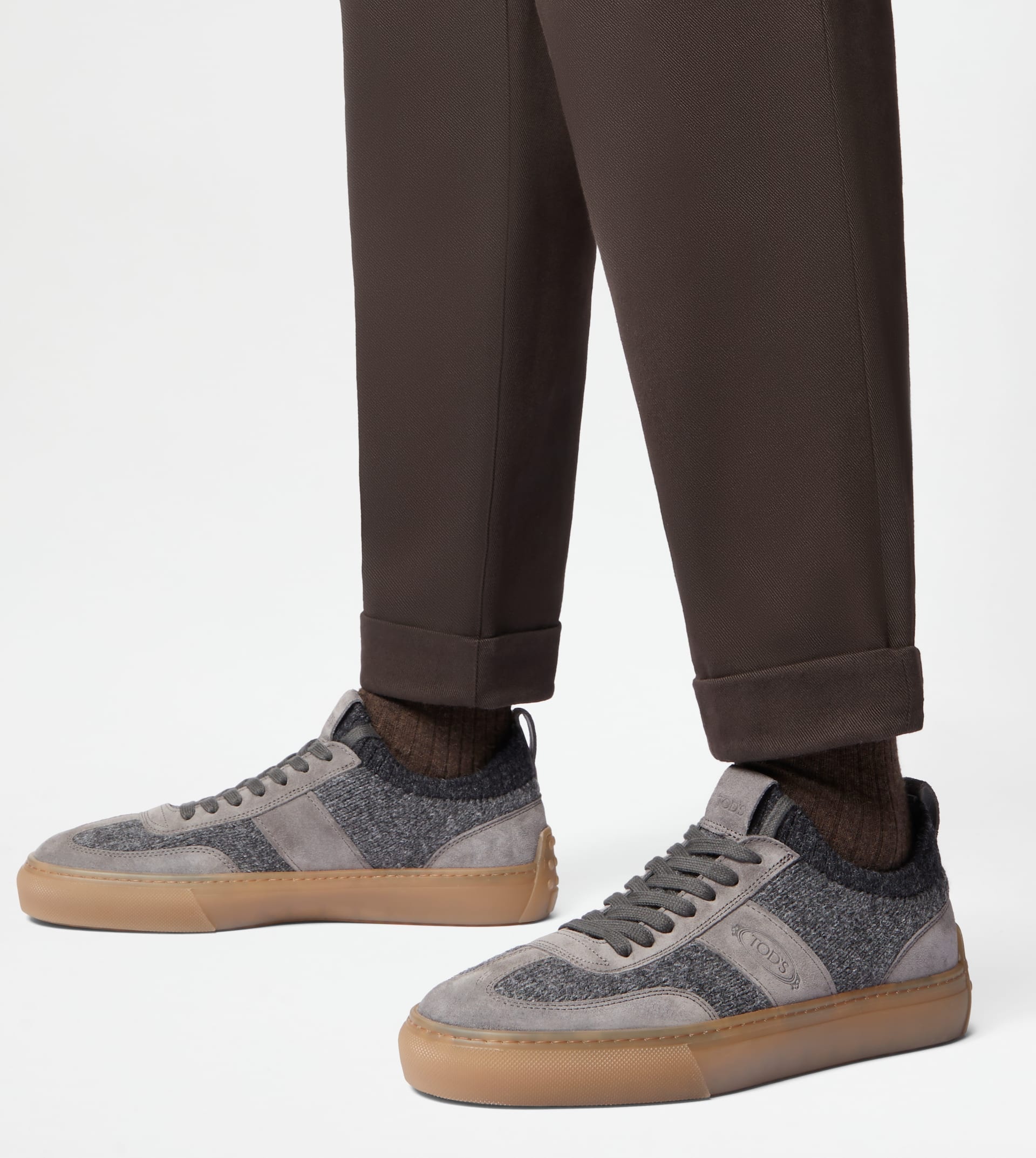 SNEAKERS IN SUEDE AD KNIT - GREY - 2