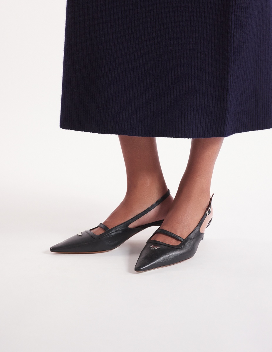 LEATHER POINTY SLING BACK - 2