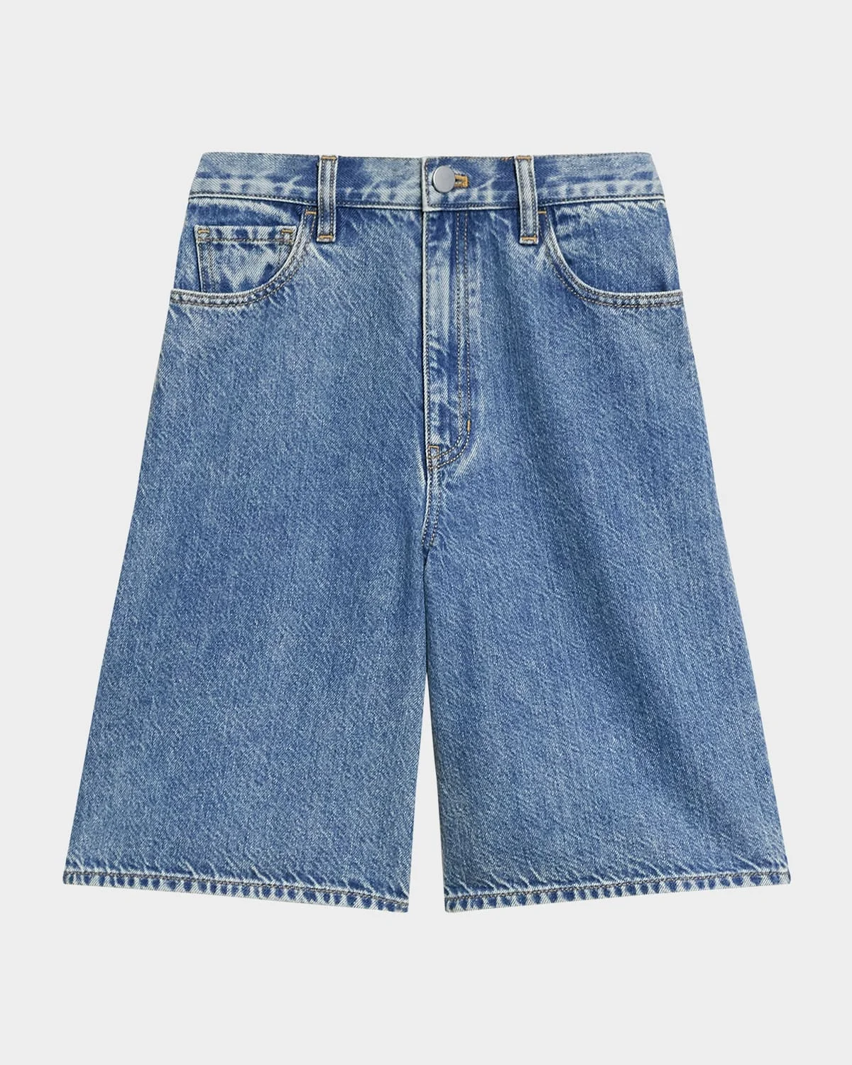 High-Rise Relaxed Denim Shorts - 1