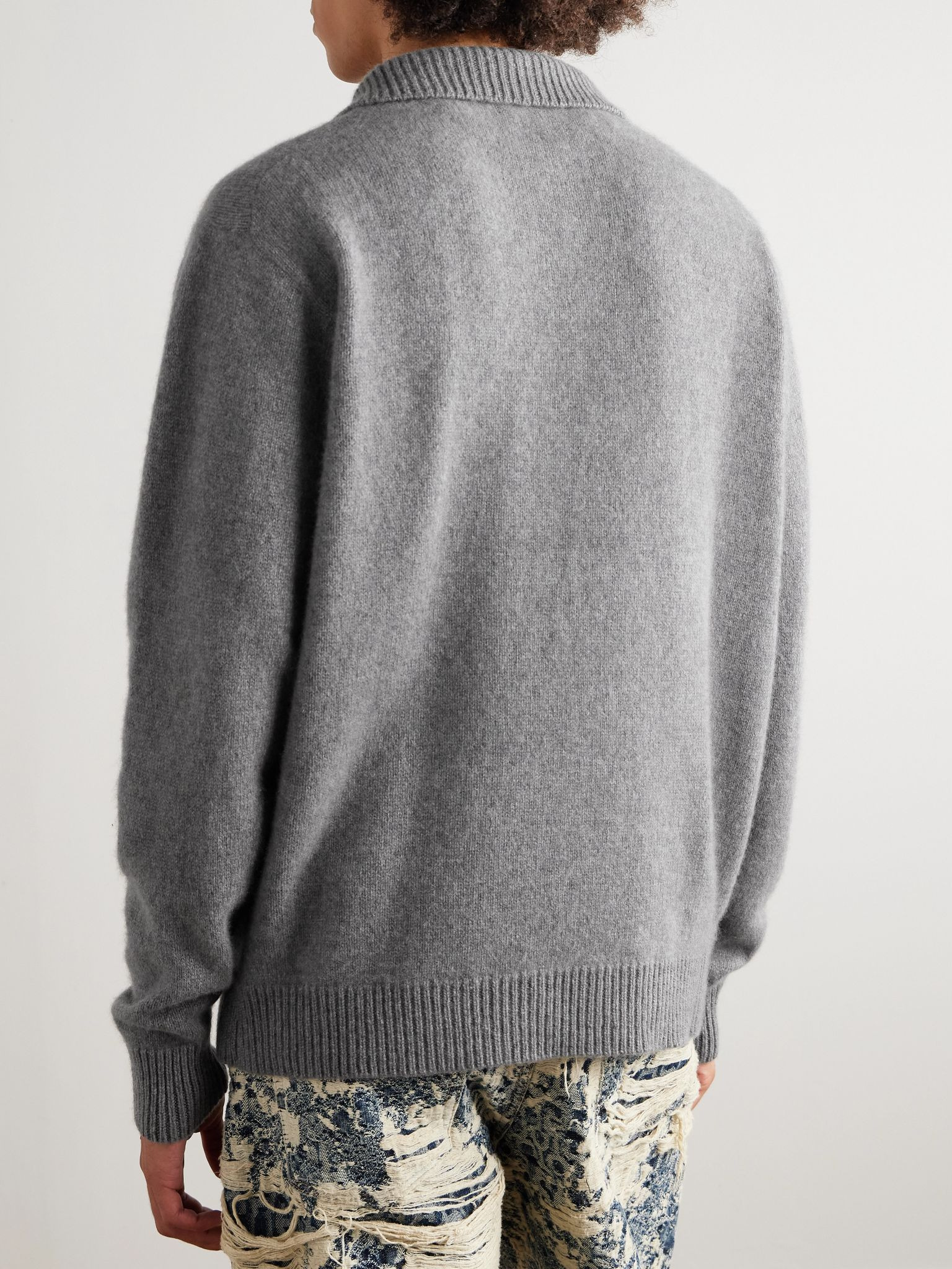 Cashmere Half-Zip Sweater Gray - 4