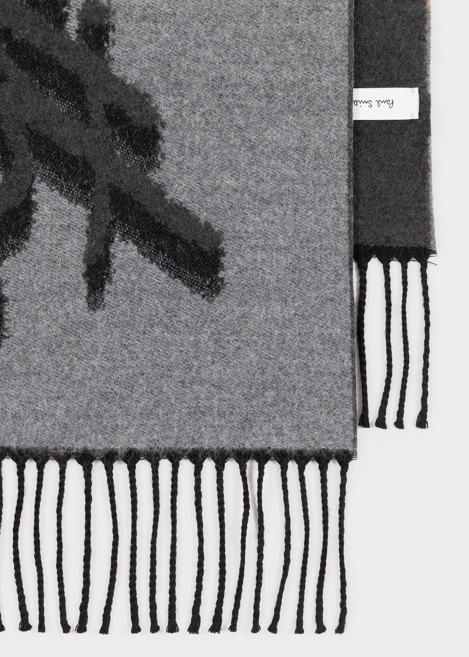 Grey Wool-Blend Logo Jacquard Scarf - 2