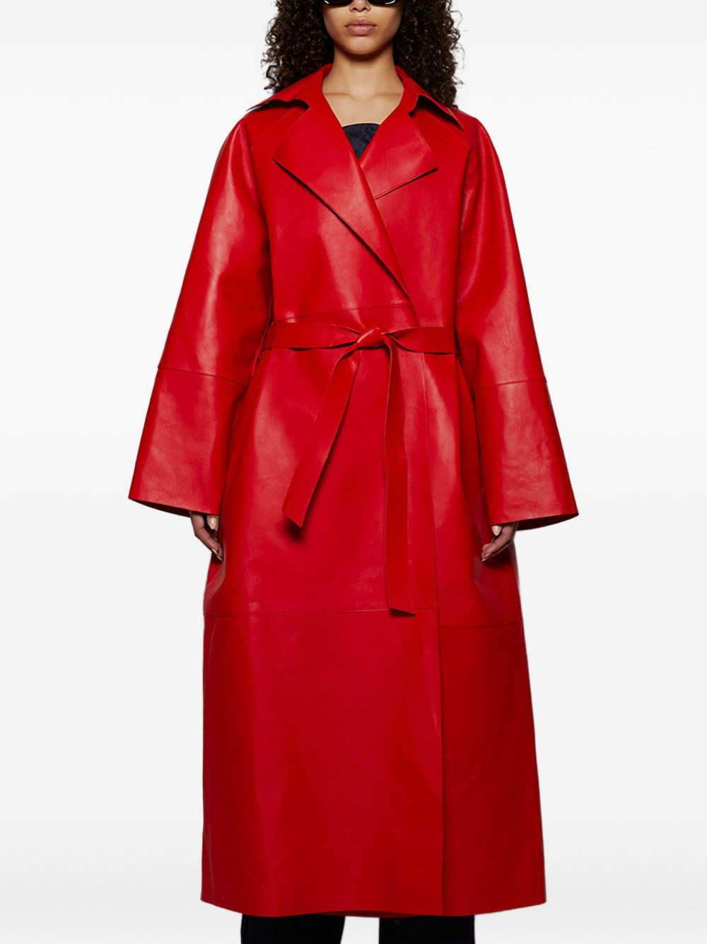 belted leather coat - 4