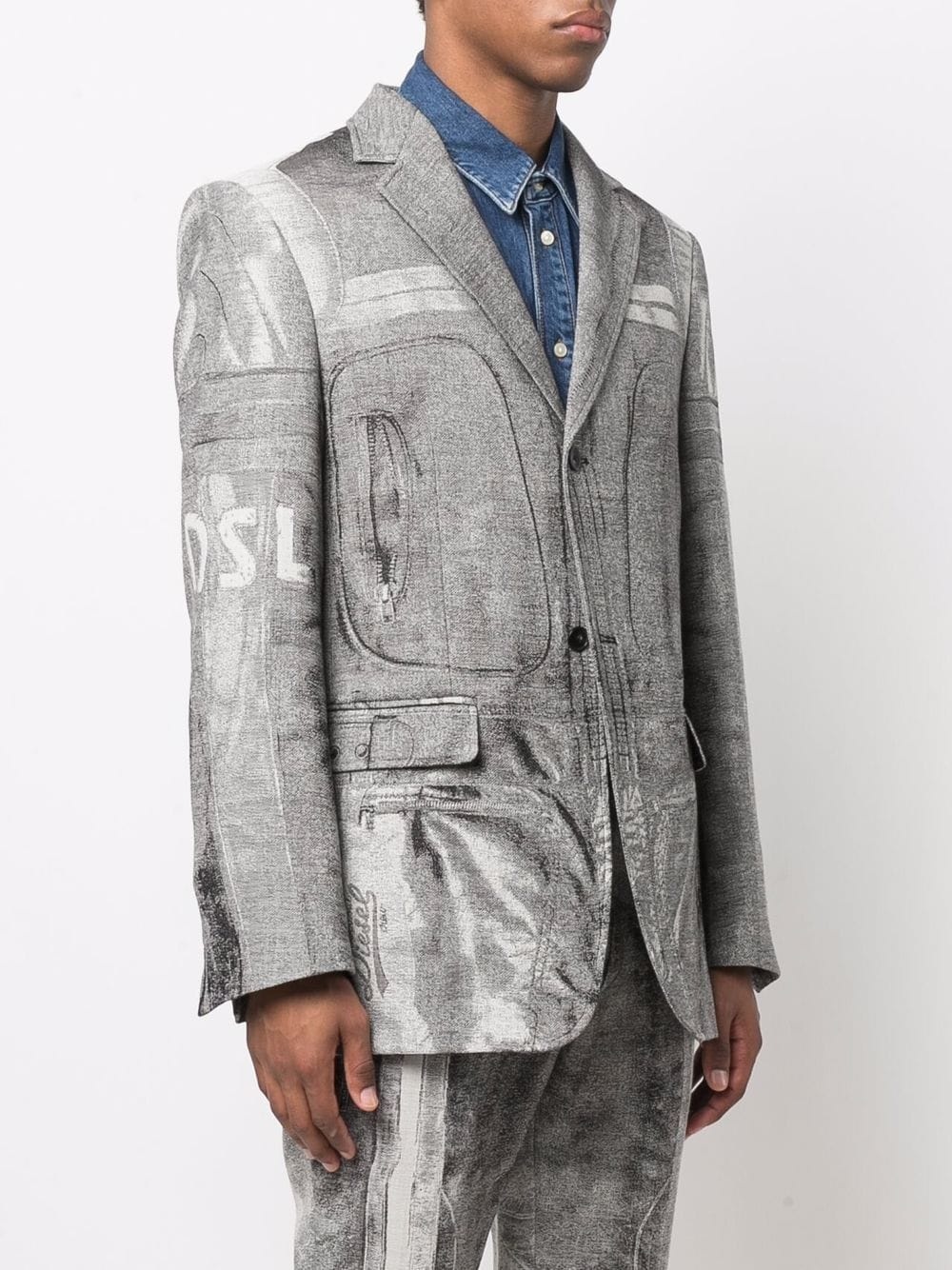 tromp l'oeil print wool blazer - 3