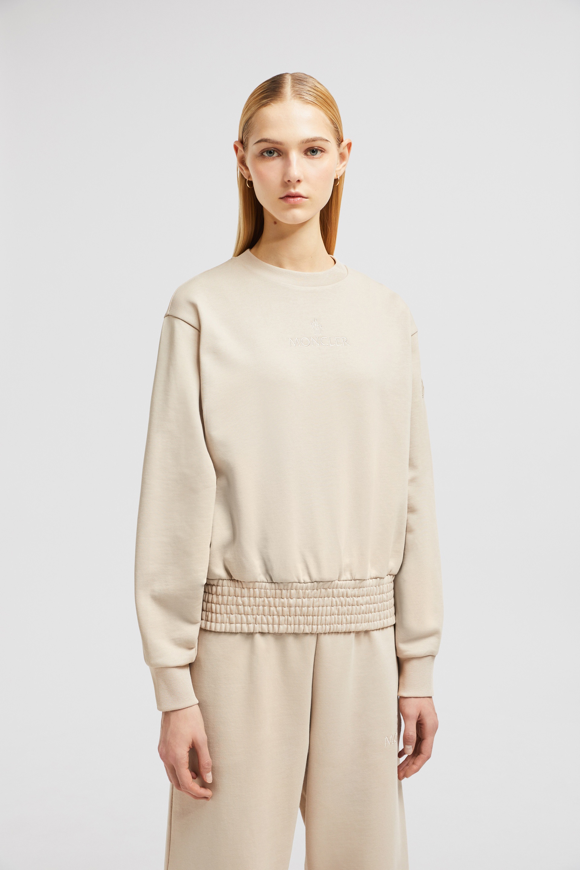 Pleated Sleeve Cotton Sweatshirt - 3