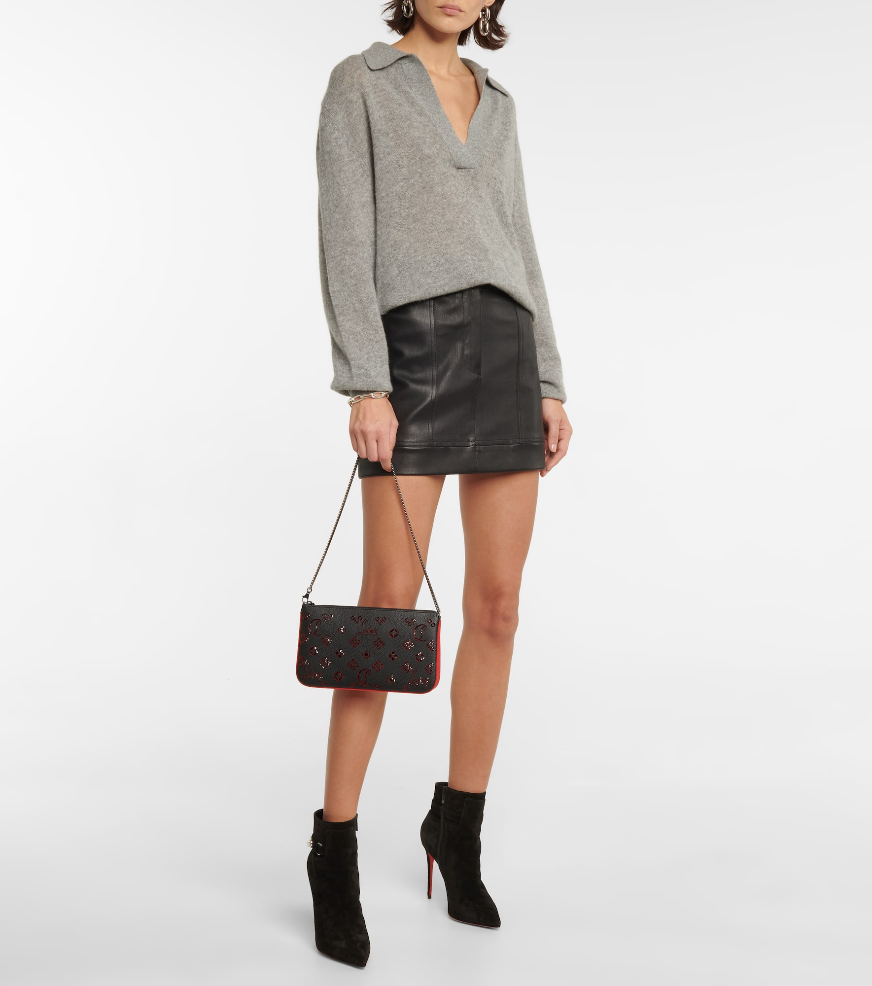 Loubila perforated leather clutch - 5