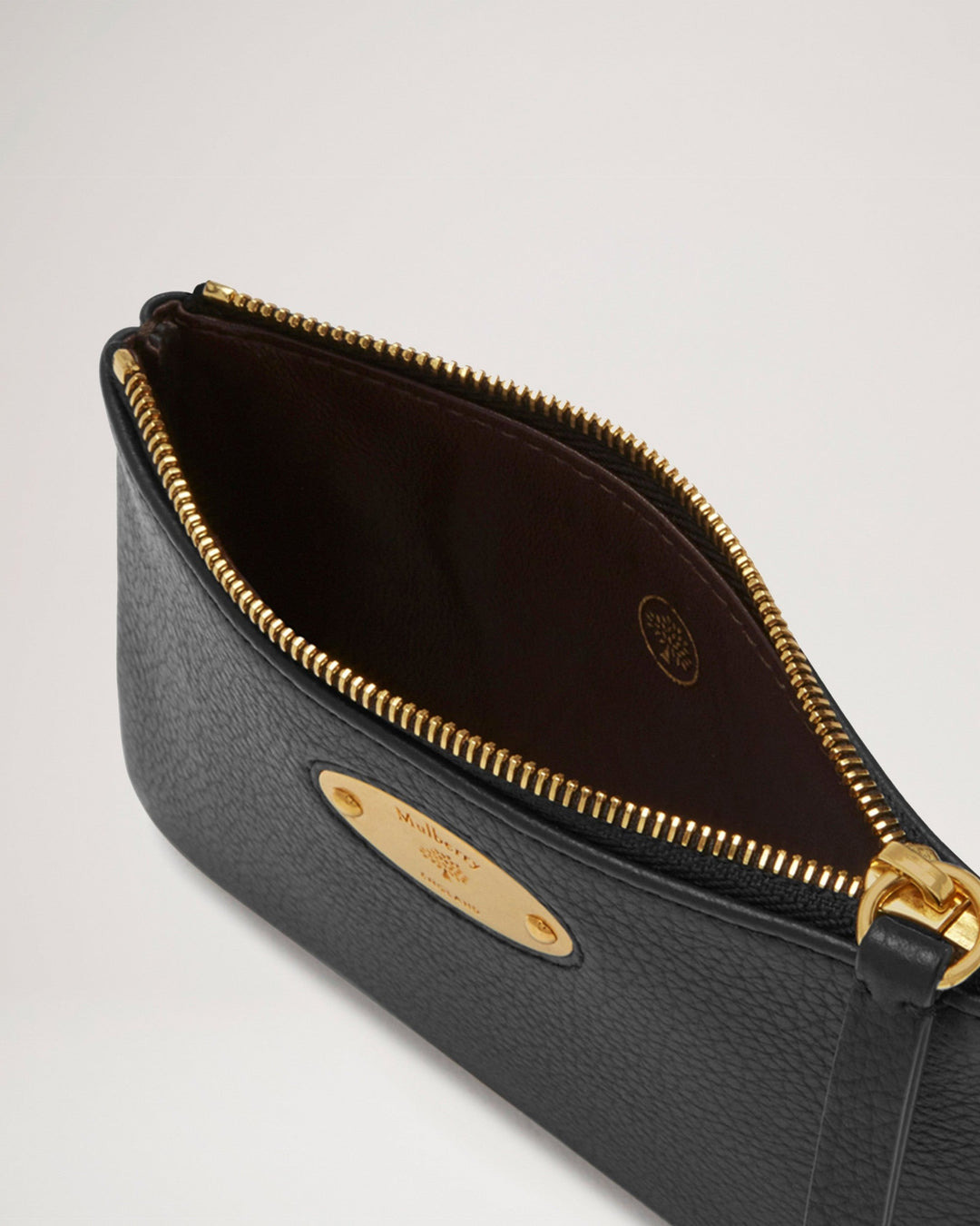 Mulberry Plaque Small Zip Coin Pouch Black Small Classic Grain - 3