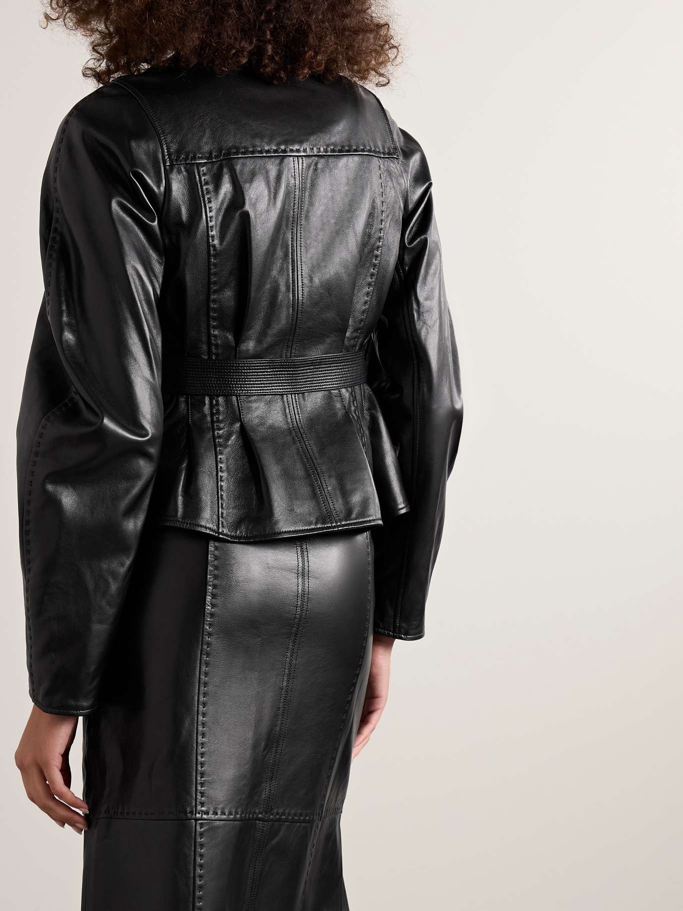 Aidan belted paneled leather jacket - 3