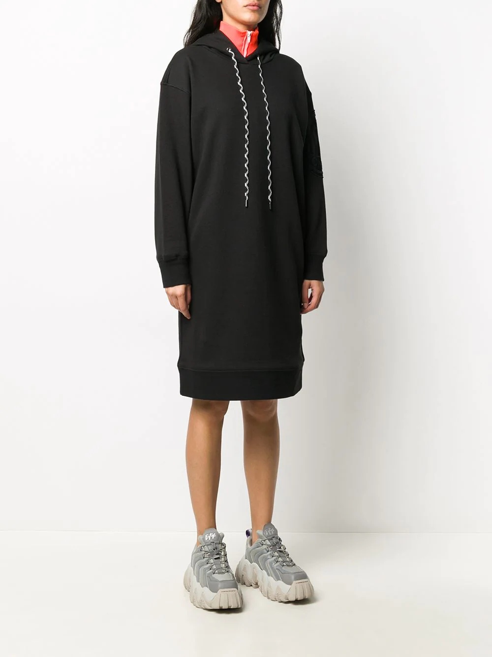 embroidered logo hoodie dress - 3