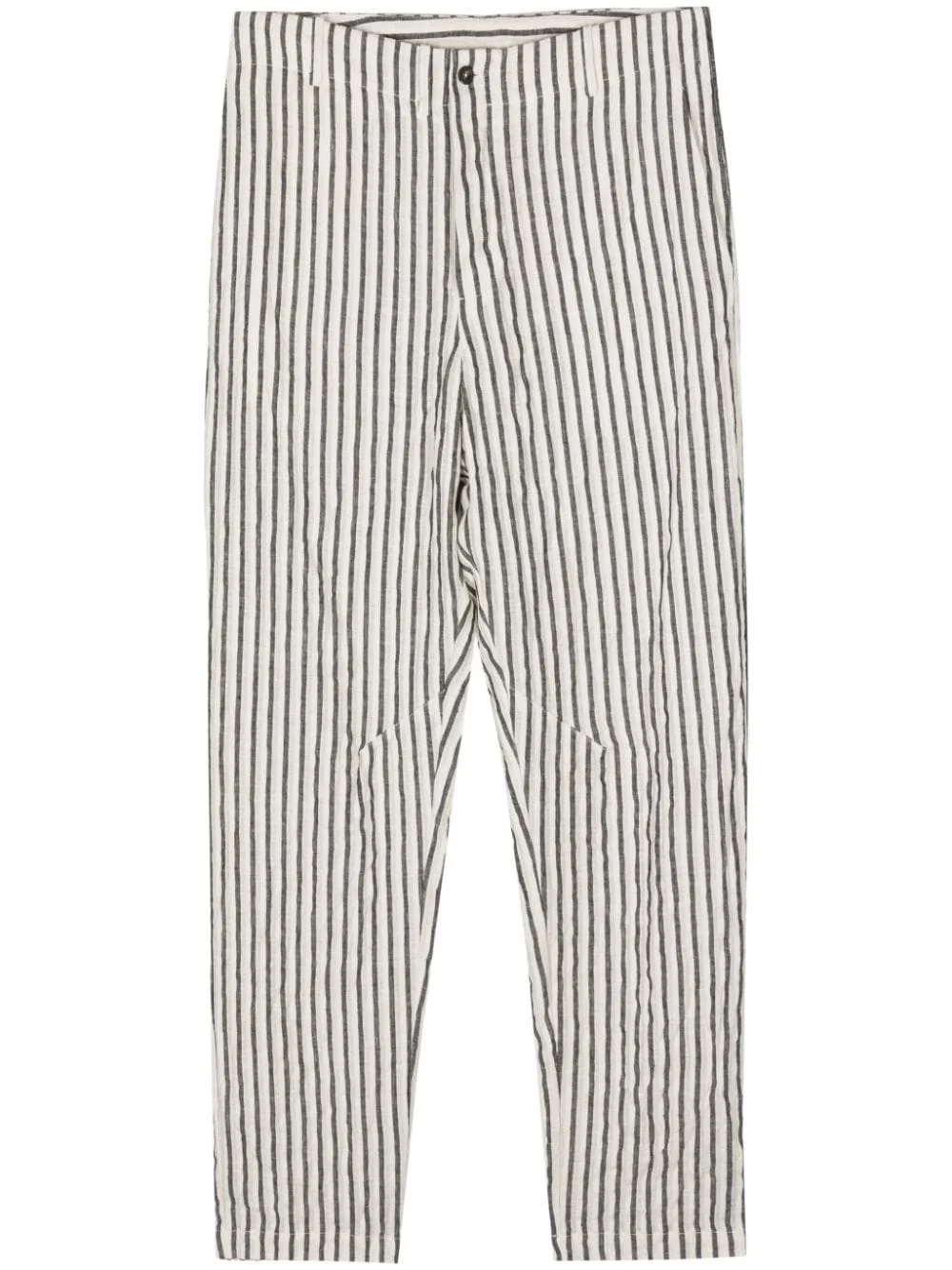 striped linen-blend tapered trousers - 1