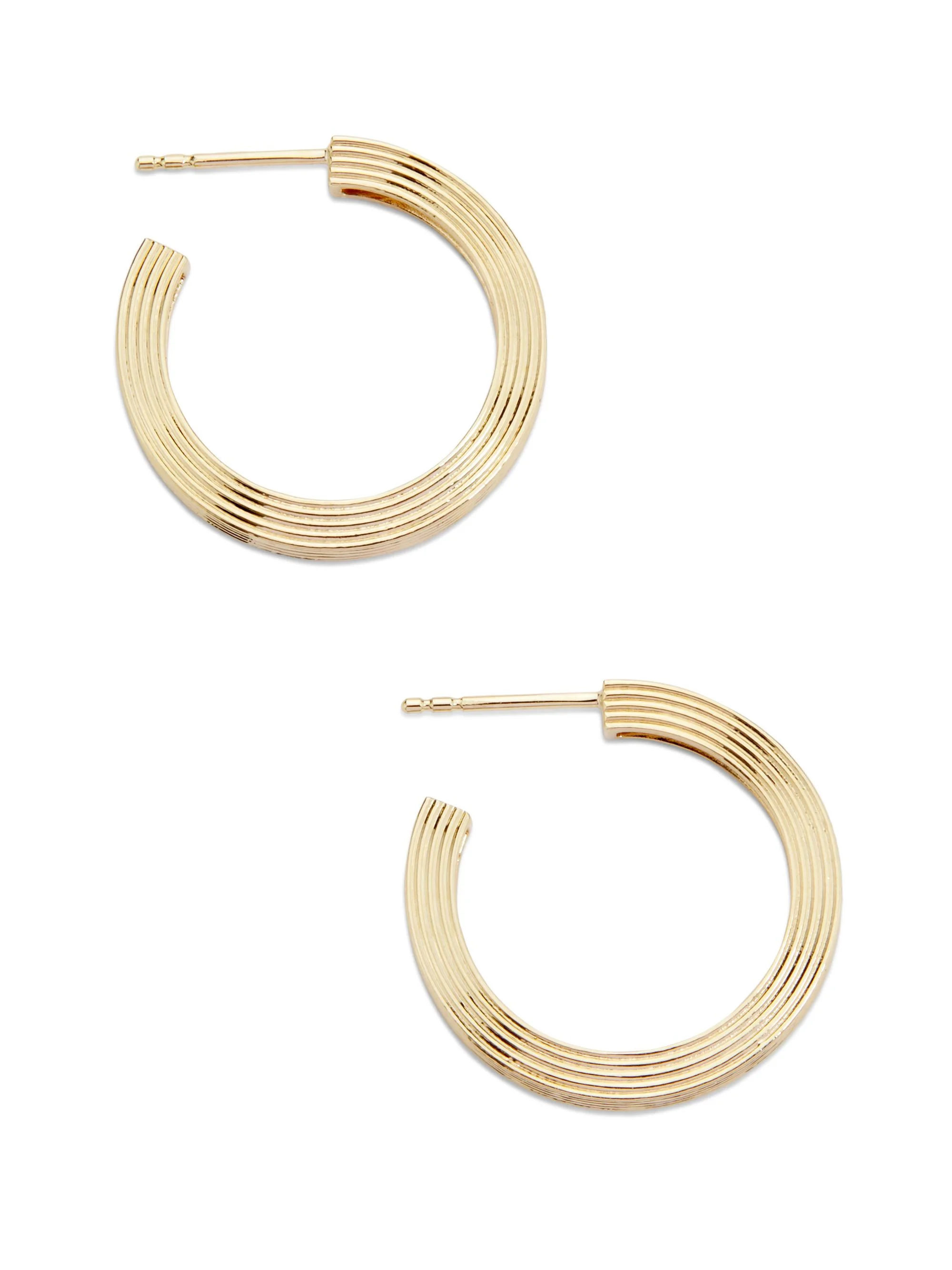 Women's Love Notes 14K Yellow Gold Medium Fluted Hoop Earrings - Yellow Gold - 1