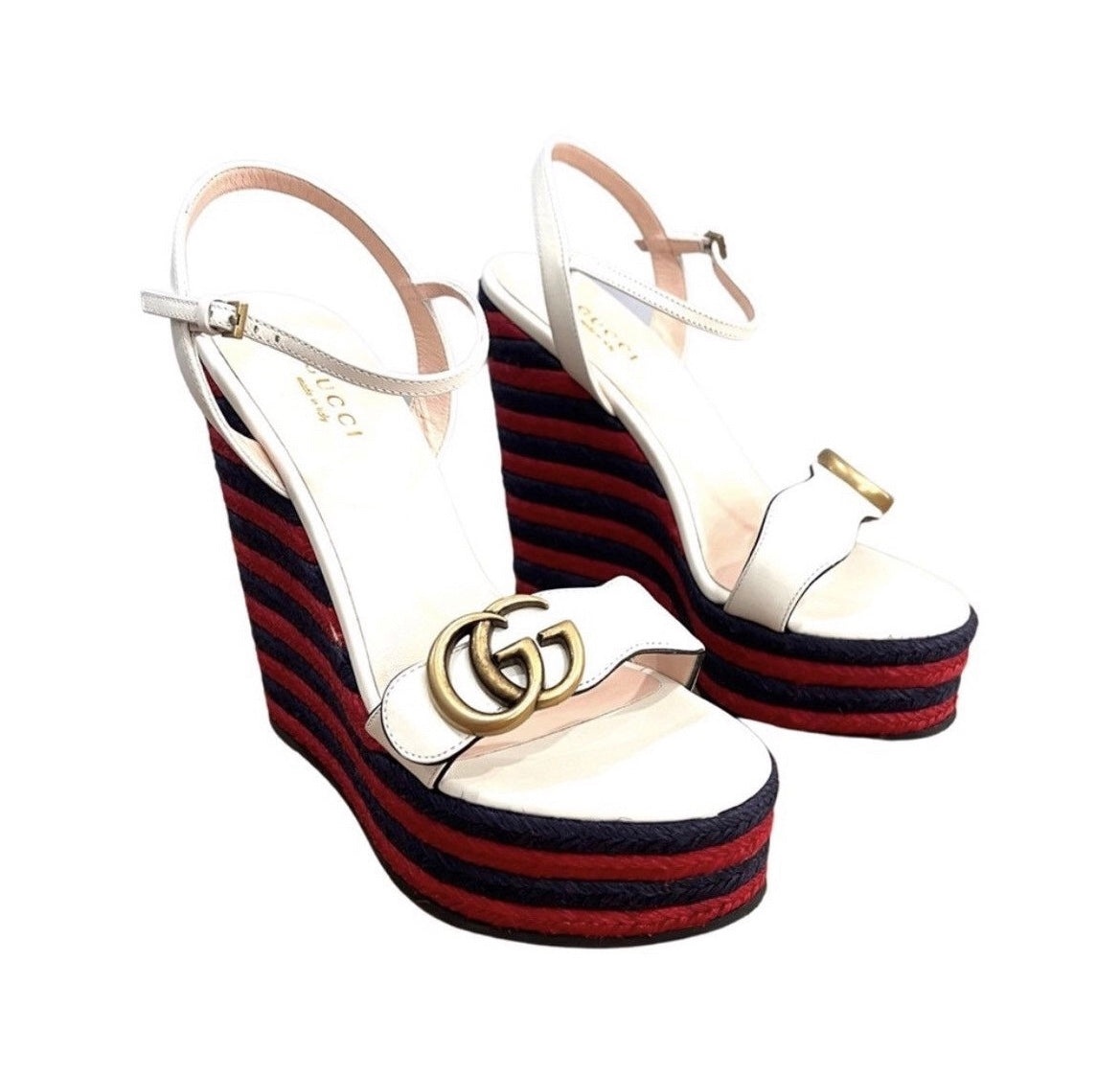 Gucci Marmont Double G Leather Espadrille Platform Sandals - 3