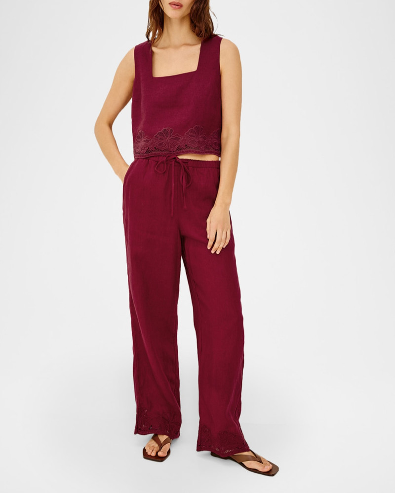 Rails Akira Embroidered Linen Crop Top outlook