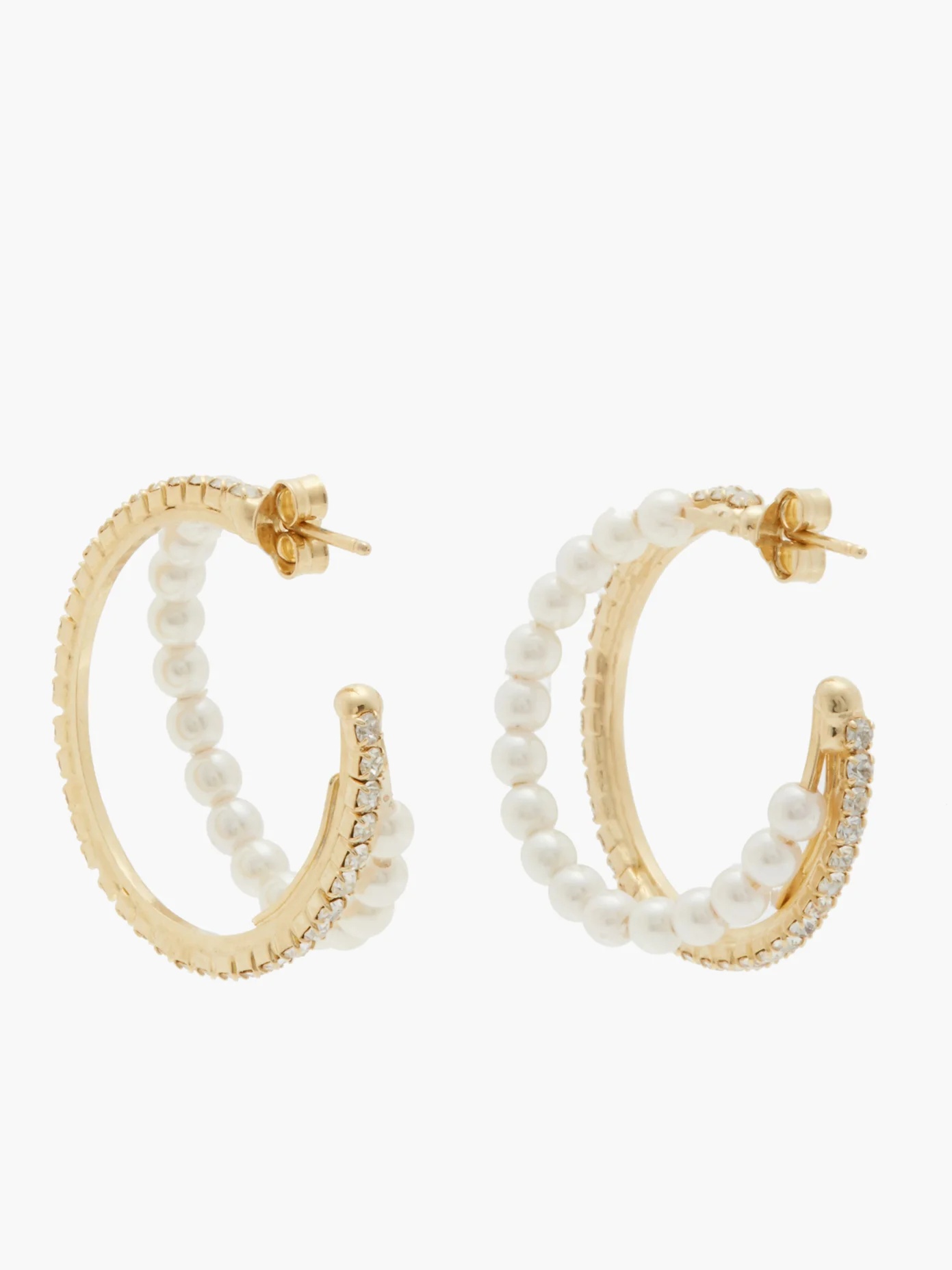 Nascondino crystal and faux-pearl hoop earrings - 5