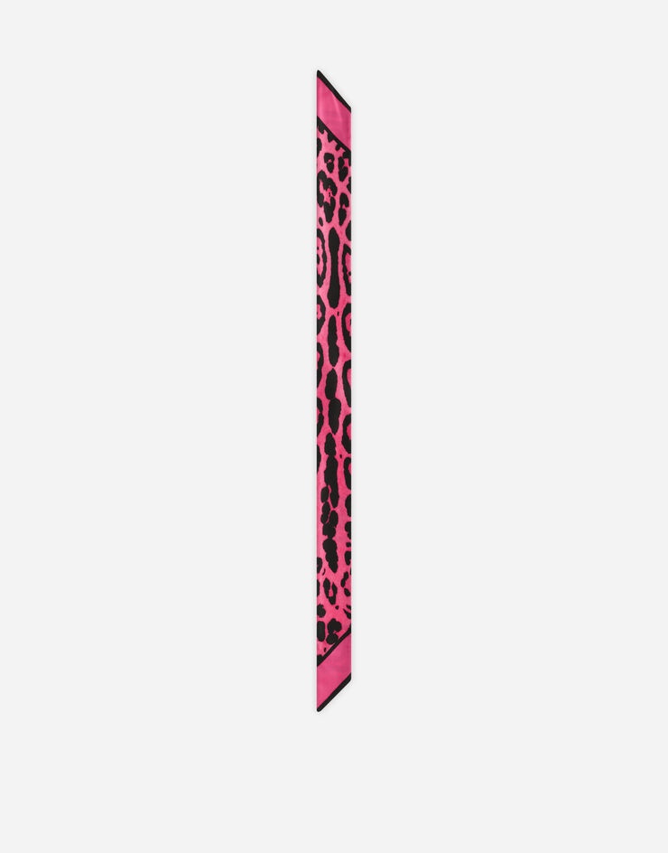 Neon leopard-print twill headscarf - 4