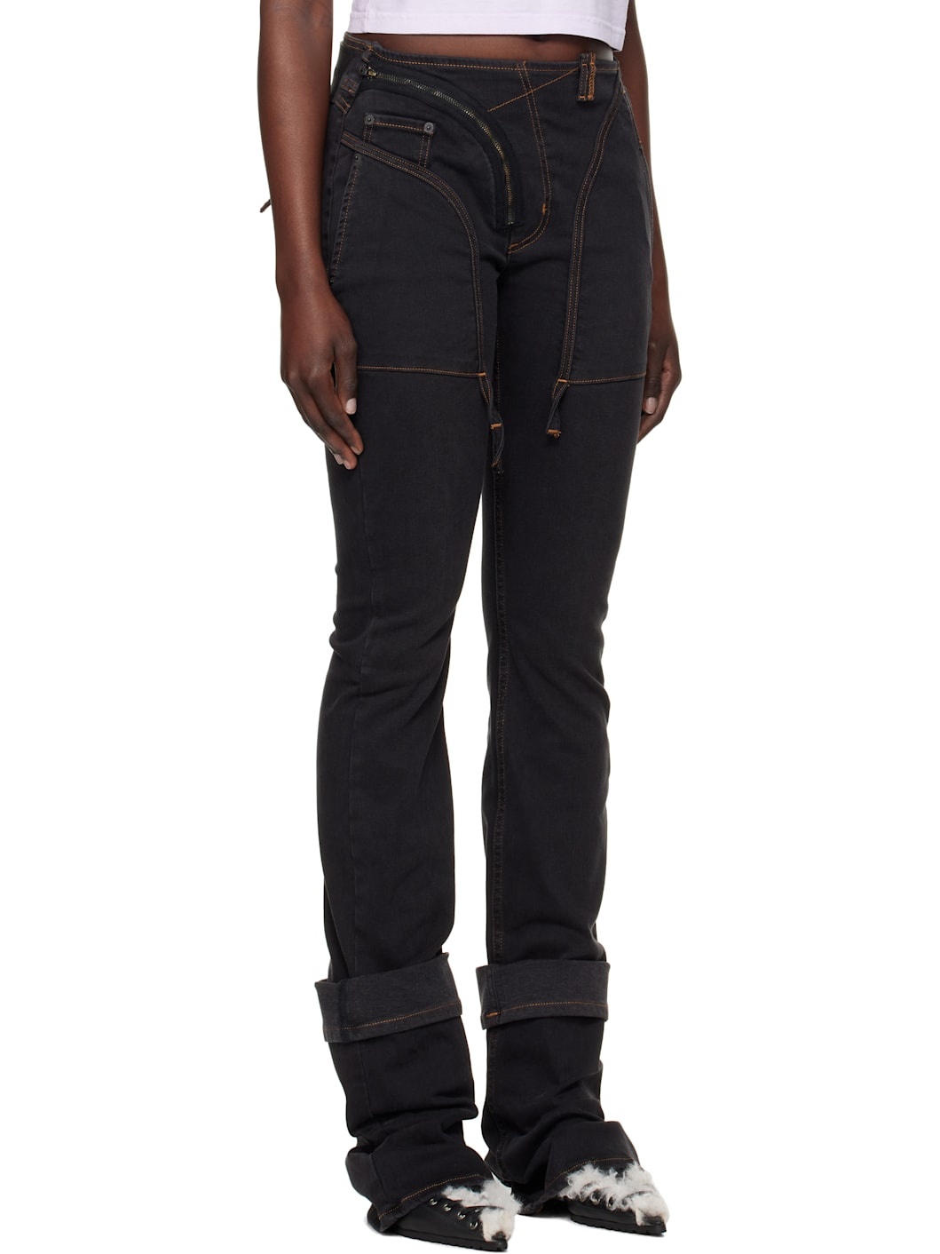 Gray Open Back Jeans - 2