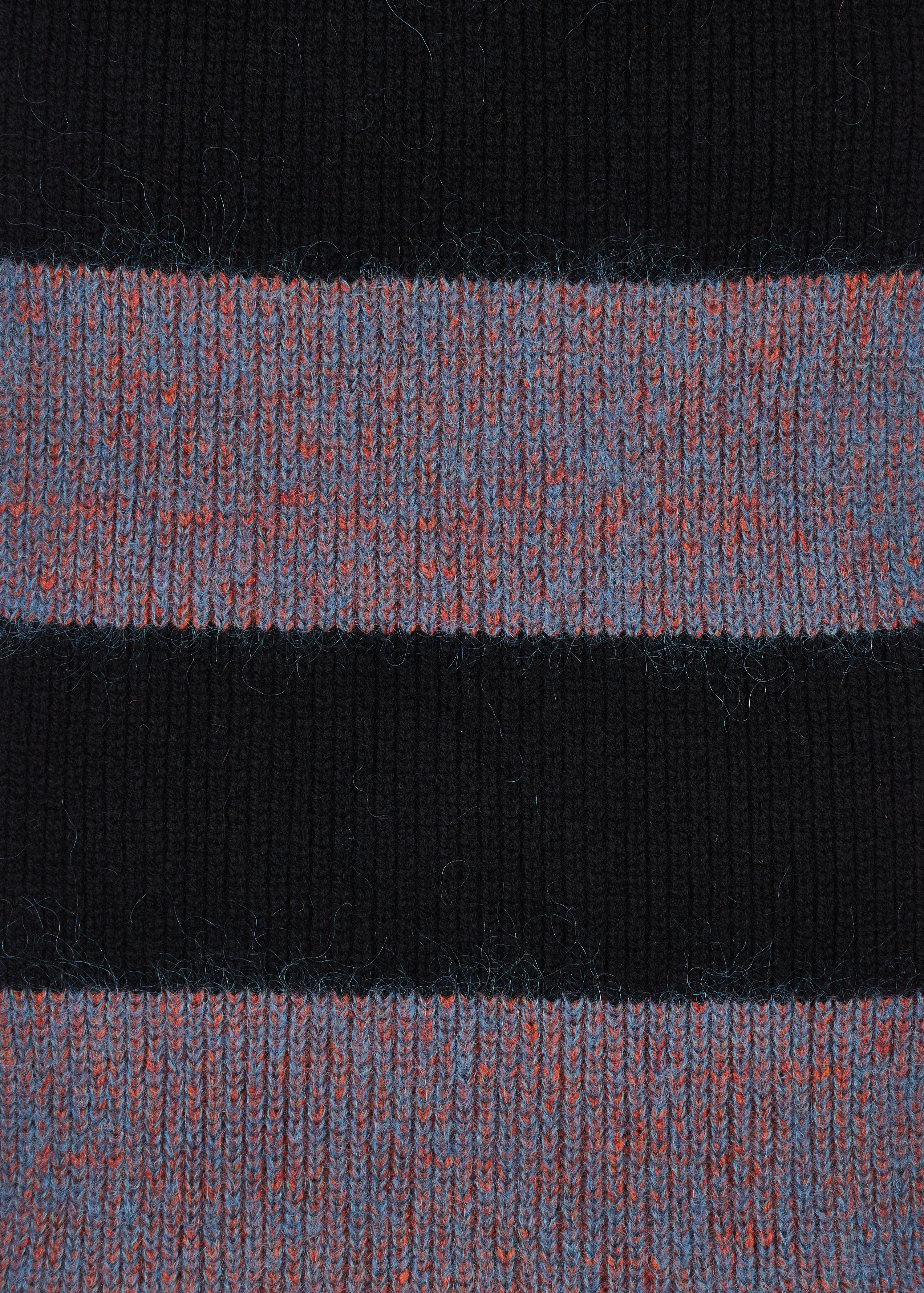 Black Stripe Lambswool-Mohair Chunky Knit Beanie and Scarf Set - 6