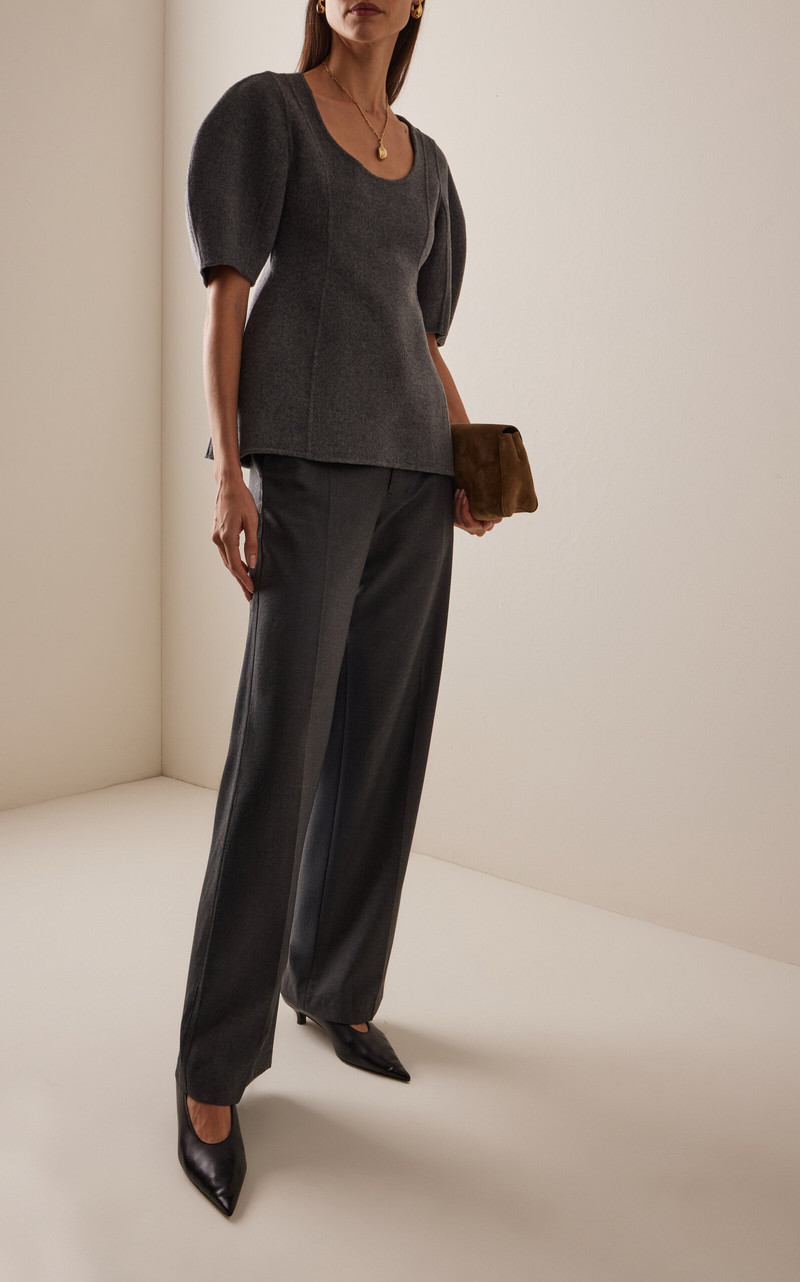 RÓHE Sculptural Doubled-Faced Wool-Cashmere Top grey outlook