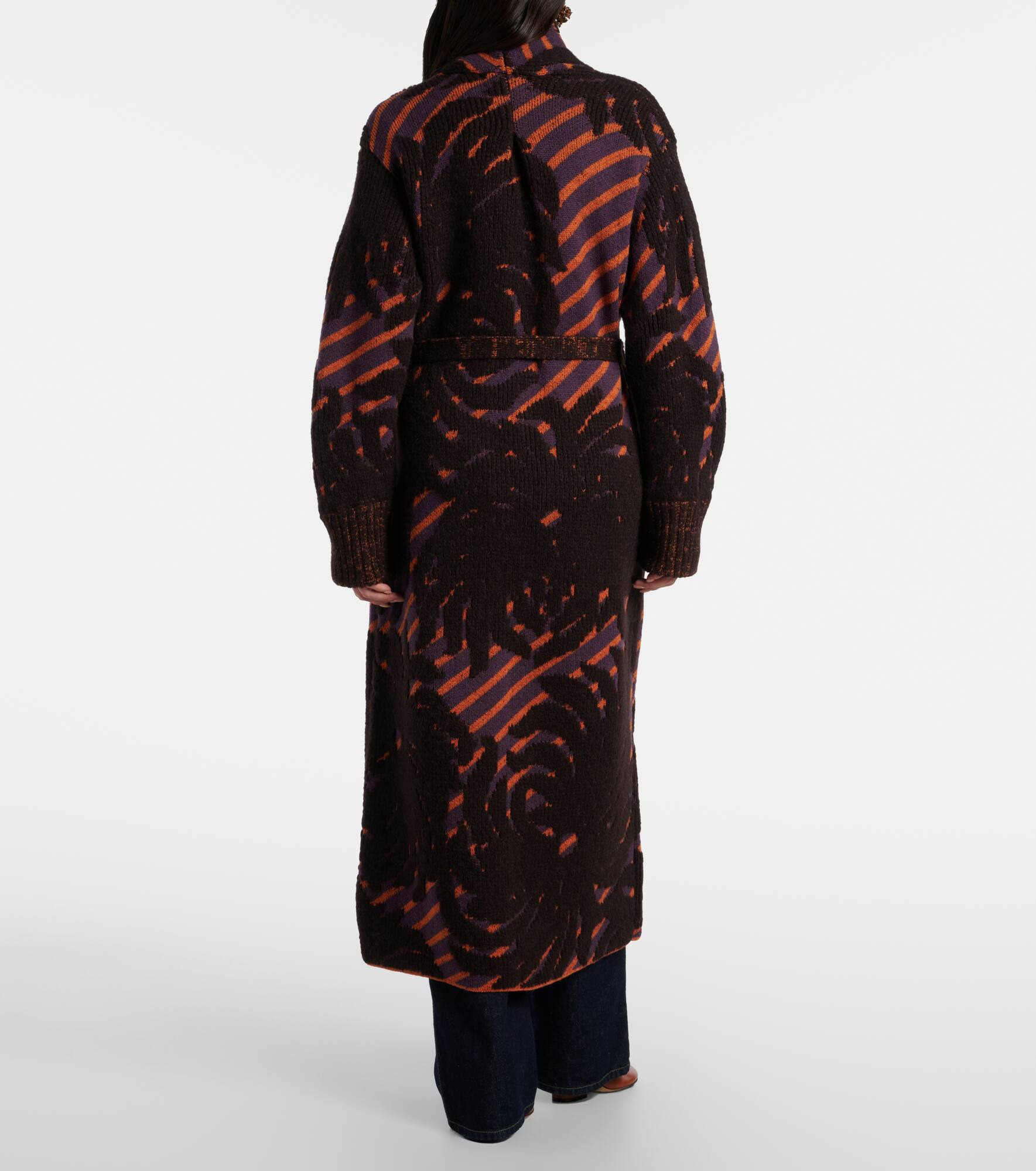 Wool and alpaca-blend jacquard wrap coat - 3