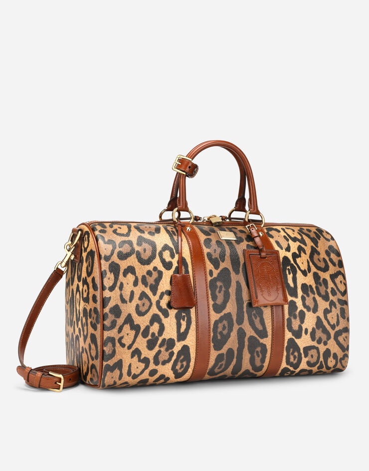 Small travel bag in leopard-print Crespo with branded plate - 3