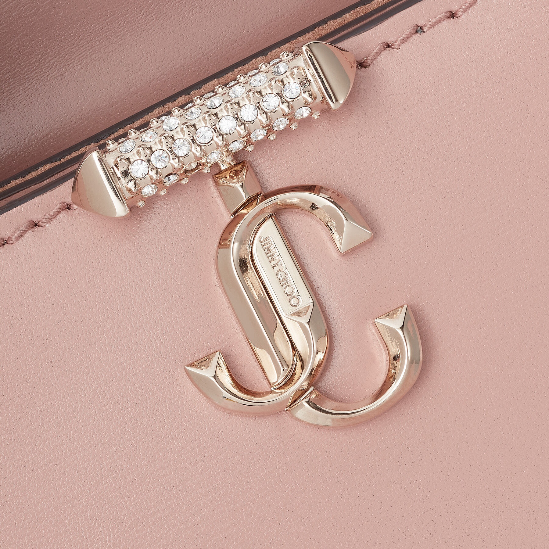 Varenne Top Handle Mini
Ballet Pink Leather Top Handle Bag with Crystal Bar and JC Emblem - 4