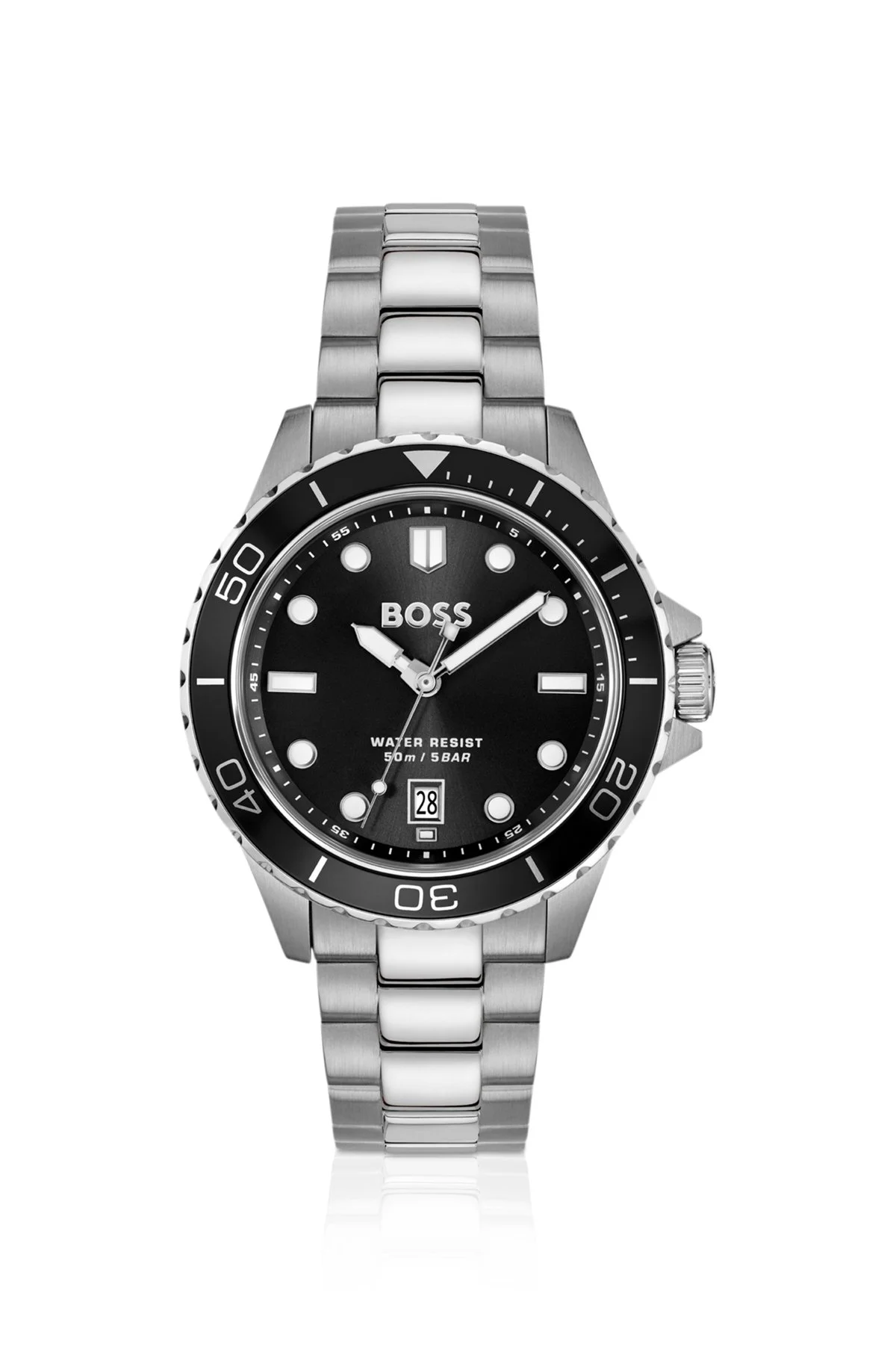 STEEL-BRACELET WATCH WITH BLACK DIAL - 1