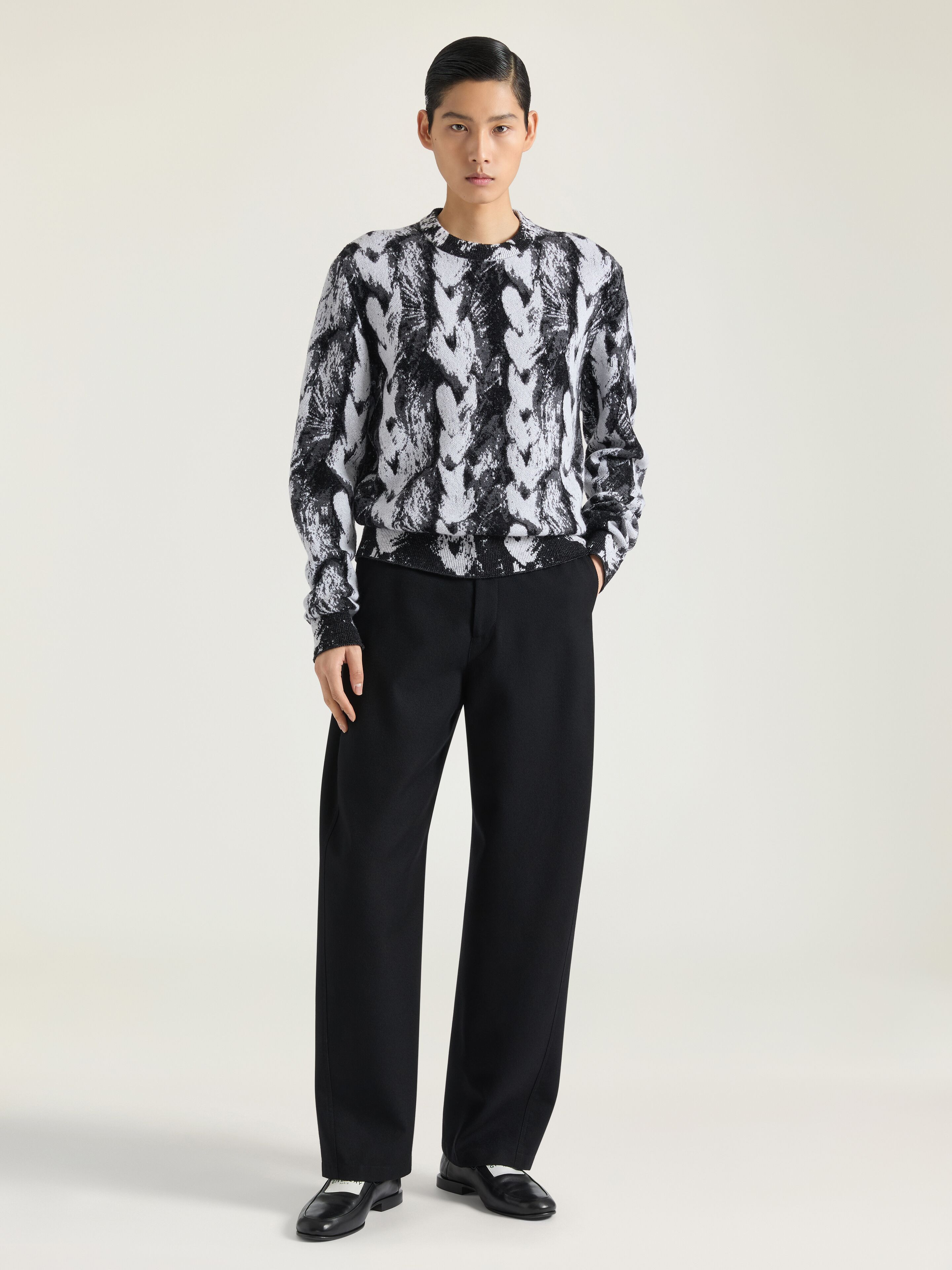 SWEATER IN MIX WOOL KNIT WITH HAIR JACQUARD - 2