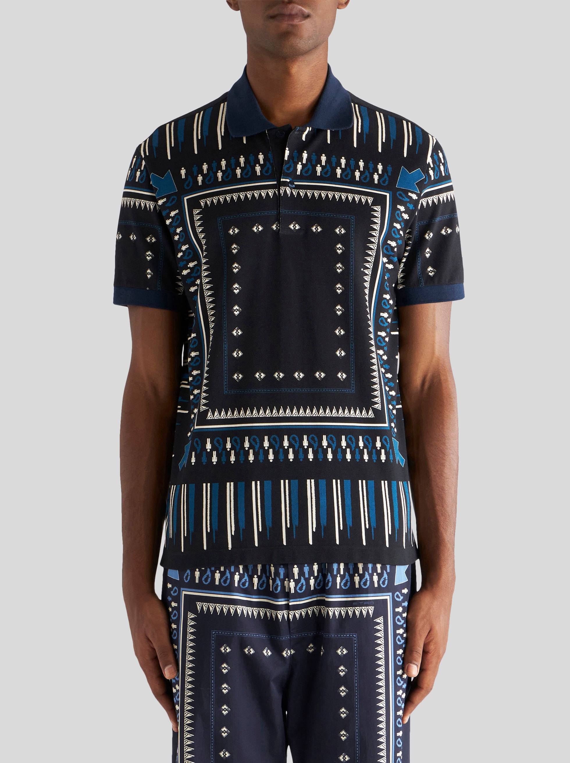 GEOMETRIC PRINT POLO SHIRT - 3
