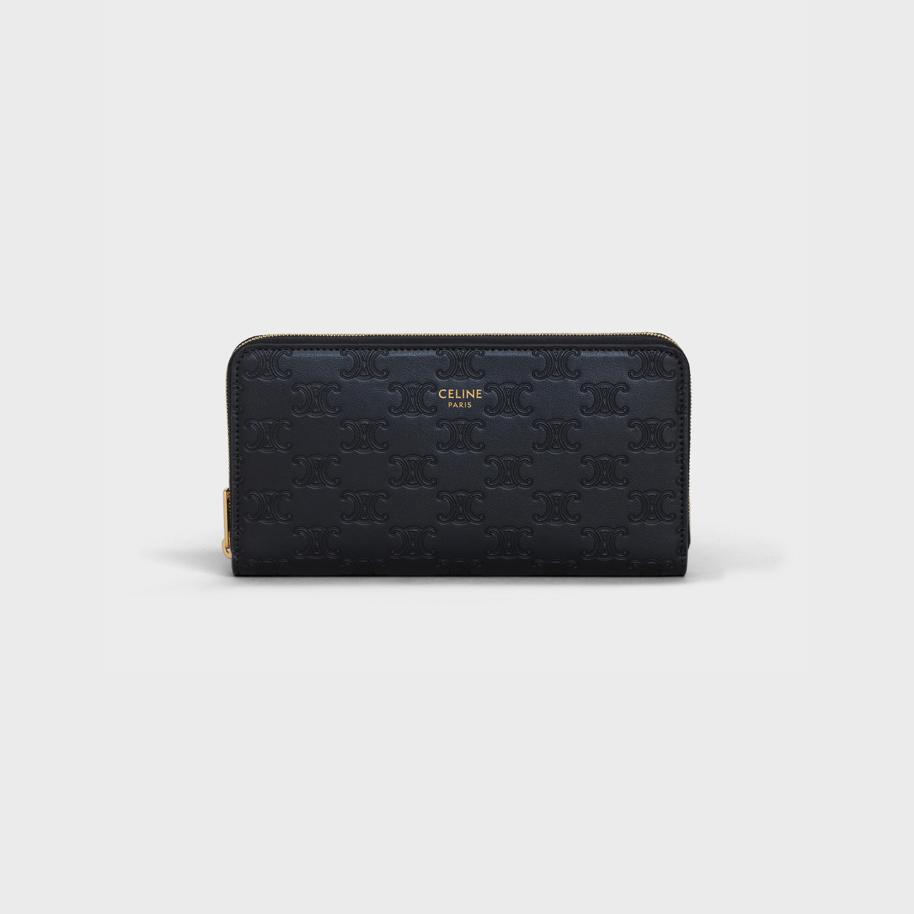 LARGE ZIPPED WALLET IN EMBOSSED SMOOTH CALFSKIN - 1