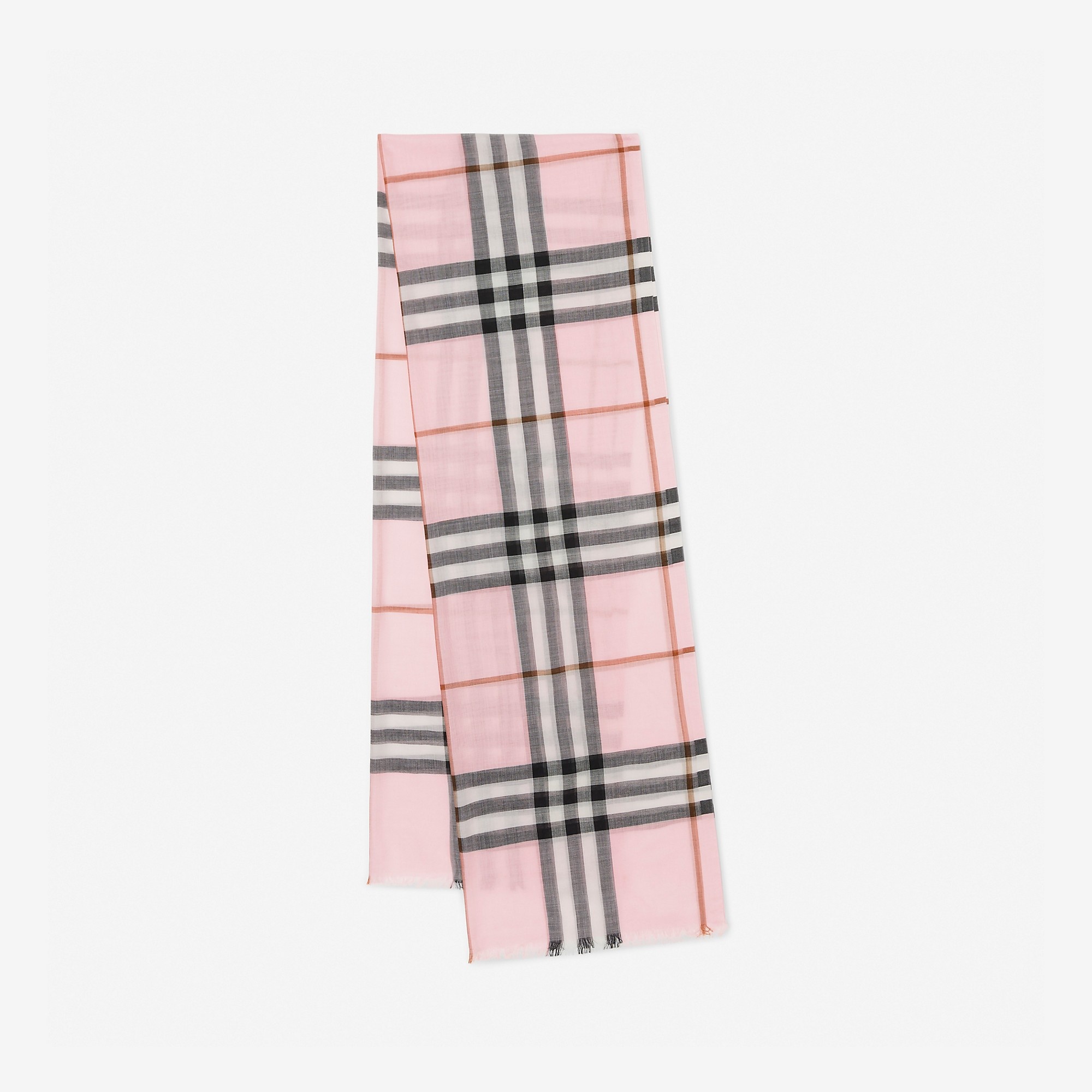 Check Lightweight Wool Silk Scarf - 1