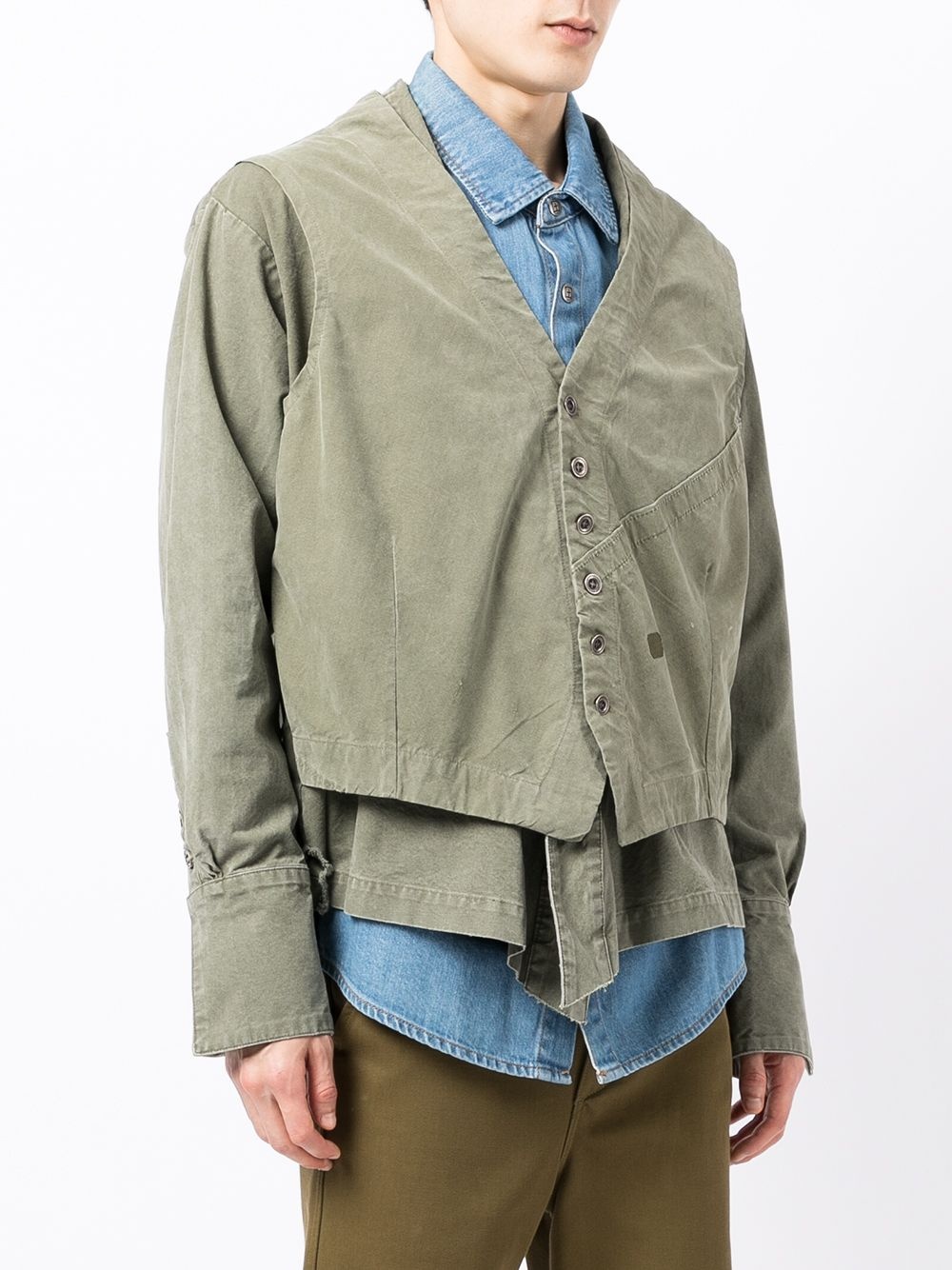 layered single-breasted jacket - 3