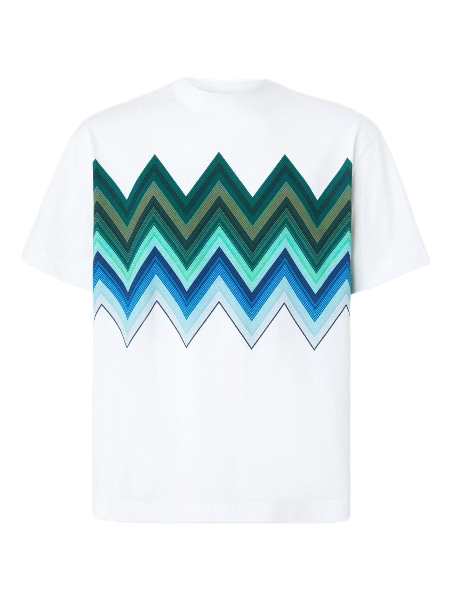 Missoni Cotton Crewneck T-shirt With Macro Zigzag Print in Blue & Green at Nordstrom - 2