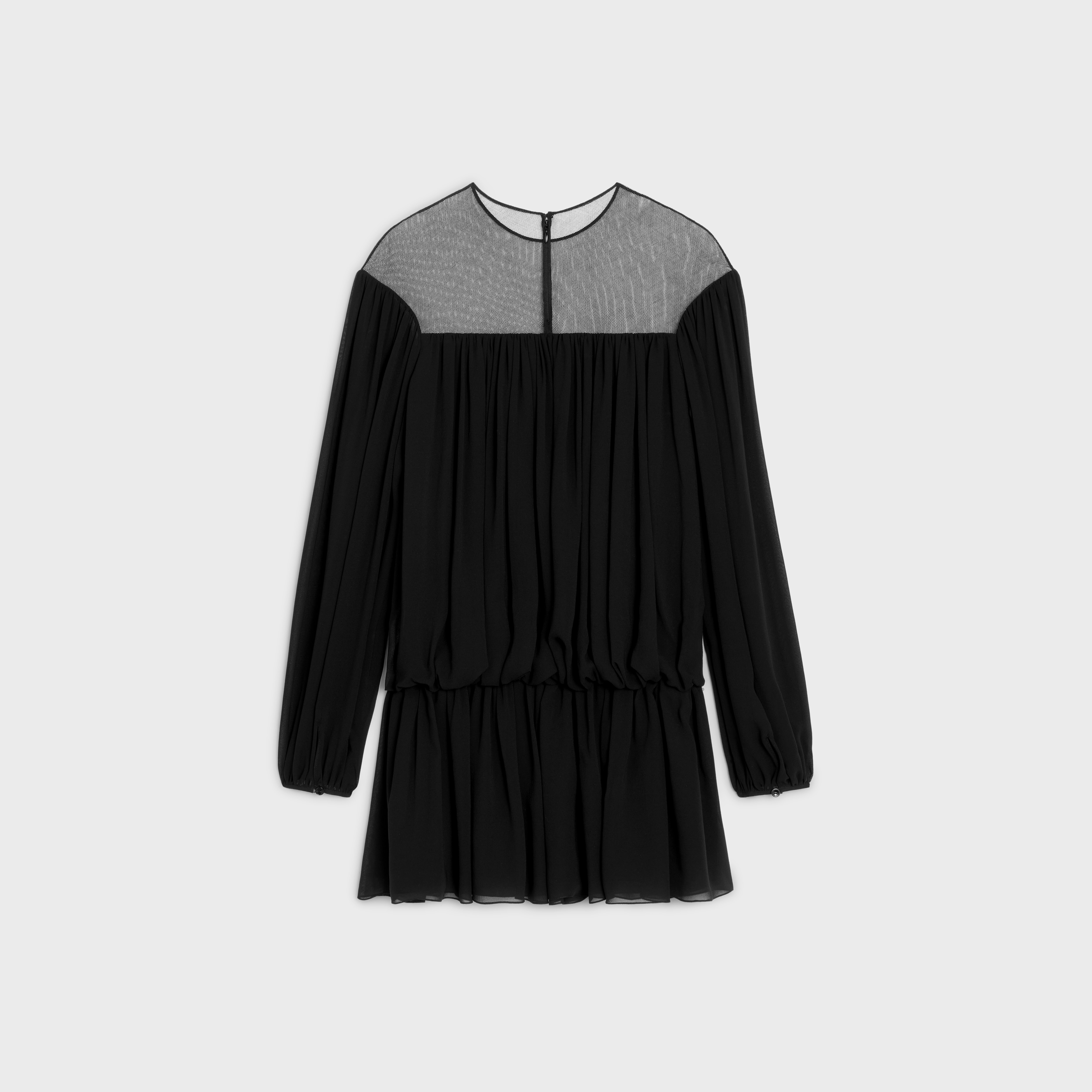 gathered mini dress in silk georgette - 2