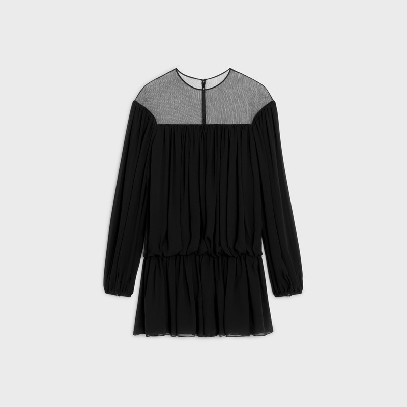 CELINE gathered mini dress in silk georgette outlook