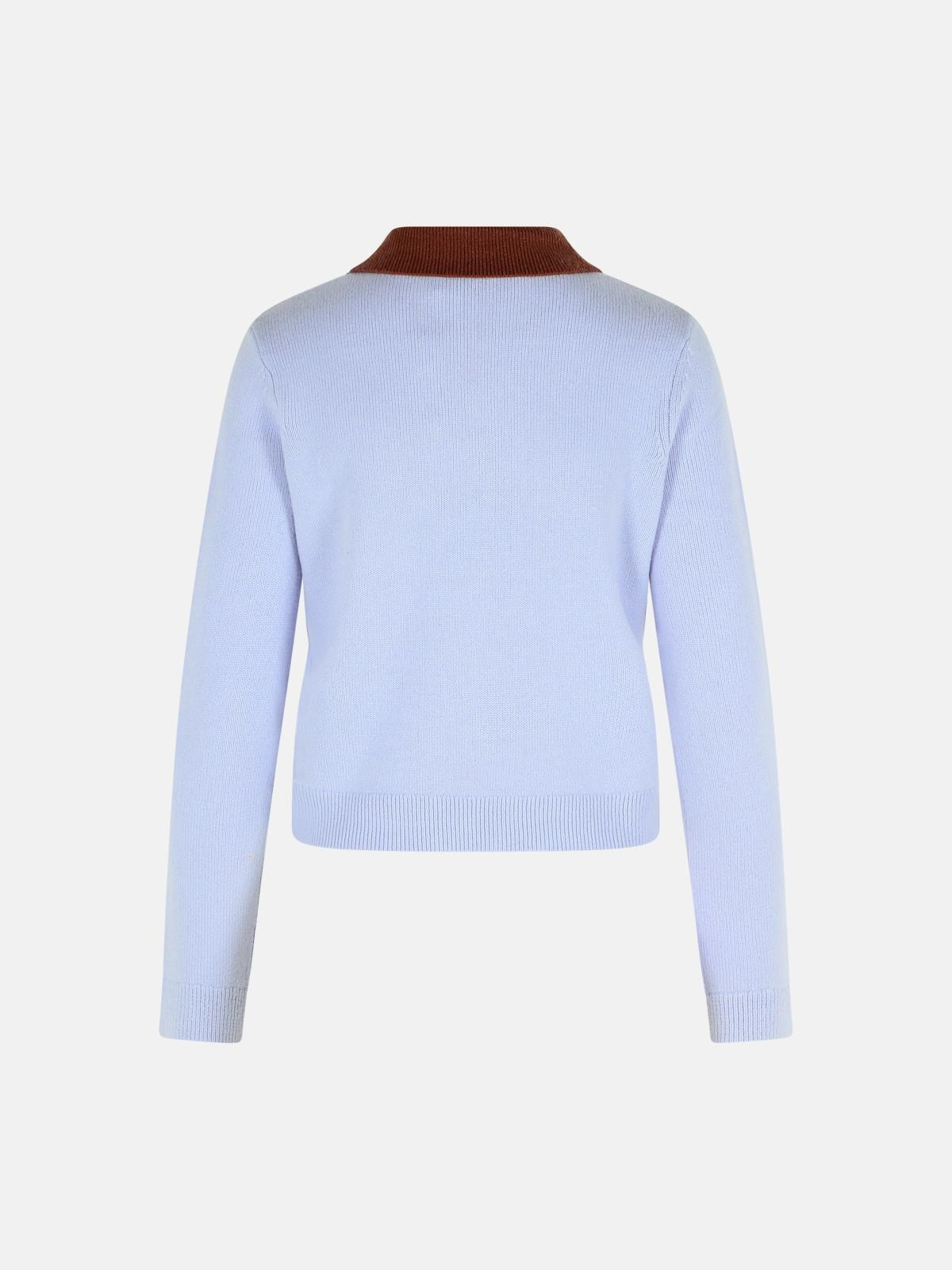 BLUE WOOL BLEND SWEATER - 3