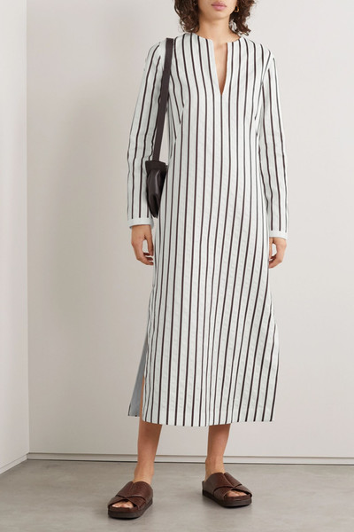 Loro Piana Striped cotton-blend jacquard midi dress outlook