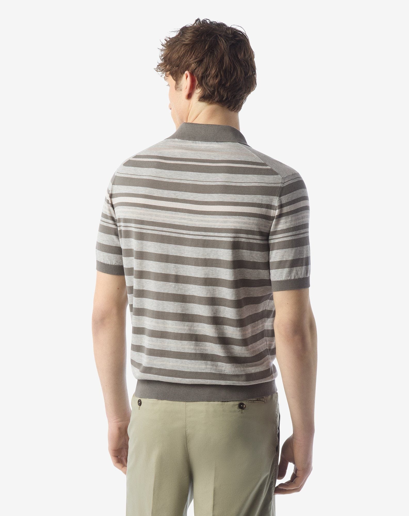 Silk and cotton polo shirt in shades of grey - 3