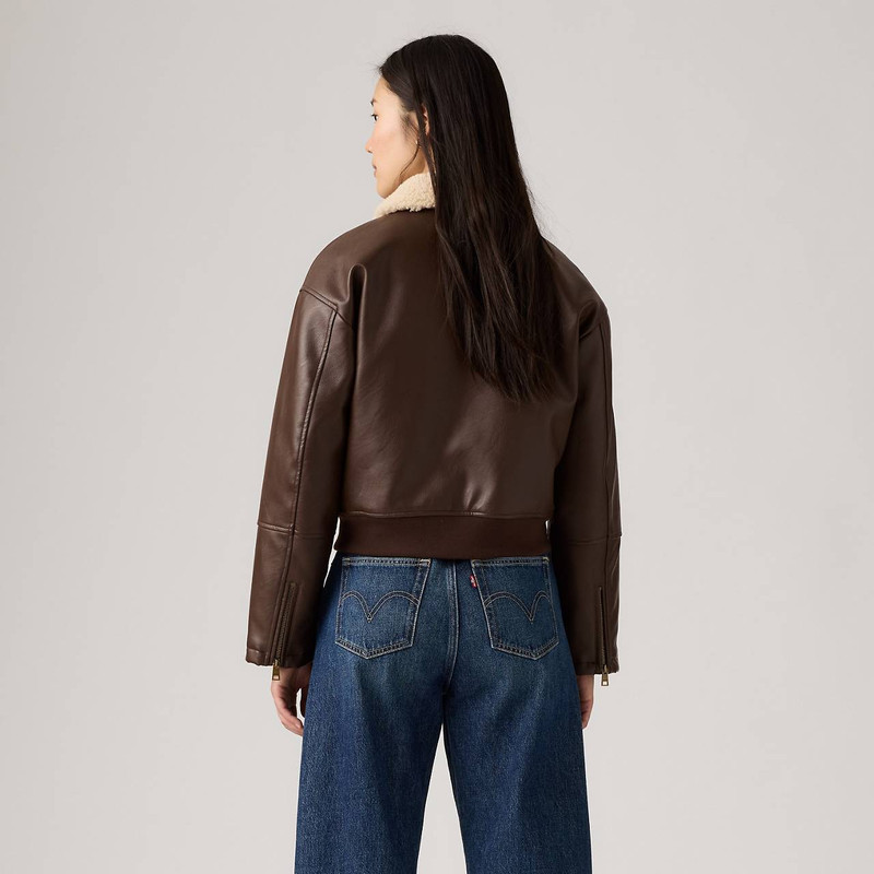 FAUX LEATHER BOMBER WITH SHERPA COLLAR 3