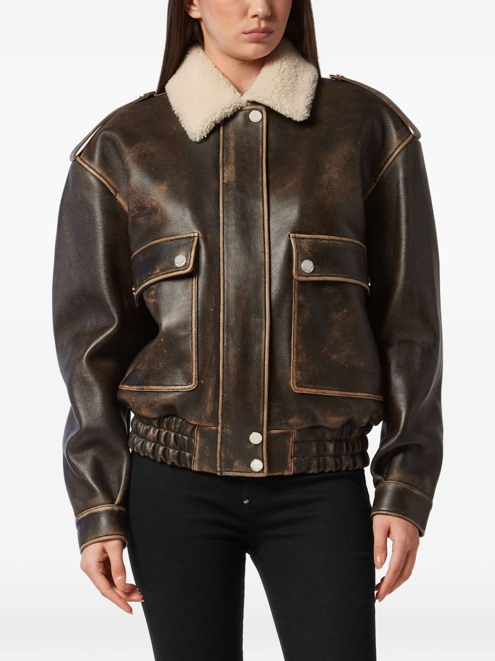 leather aviator bomber jacket - 3