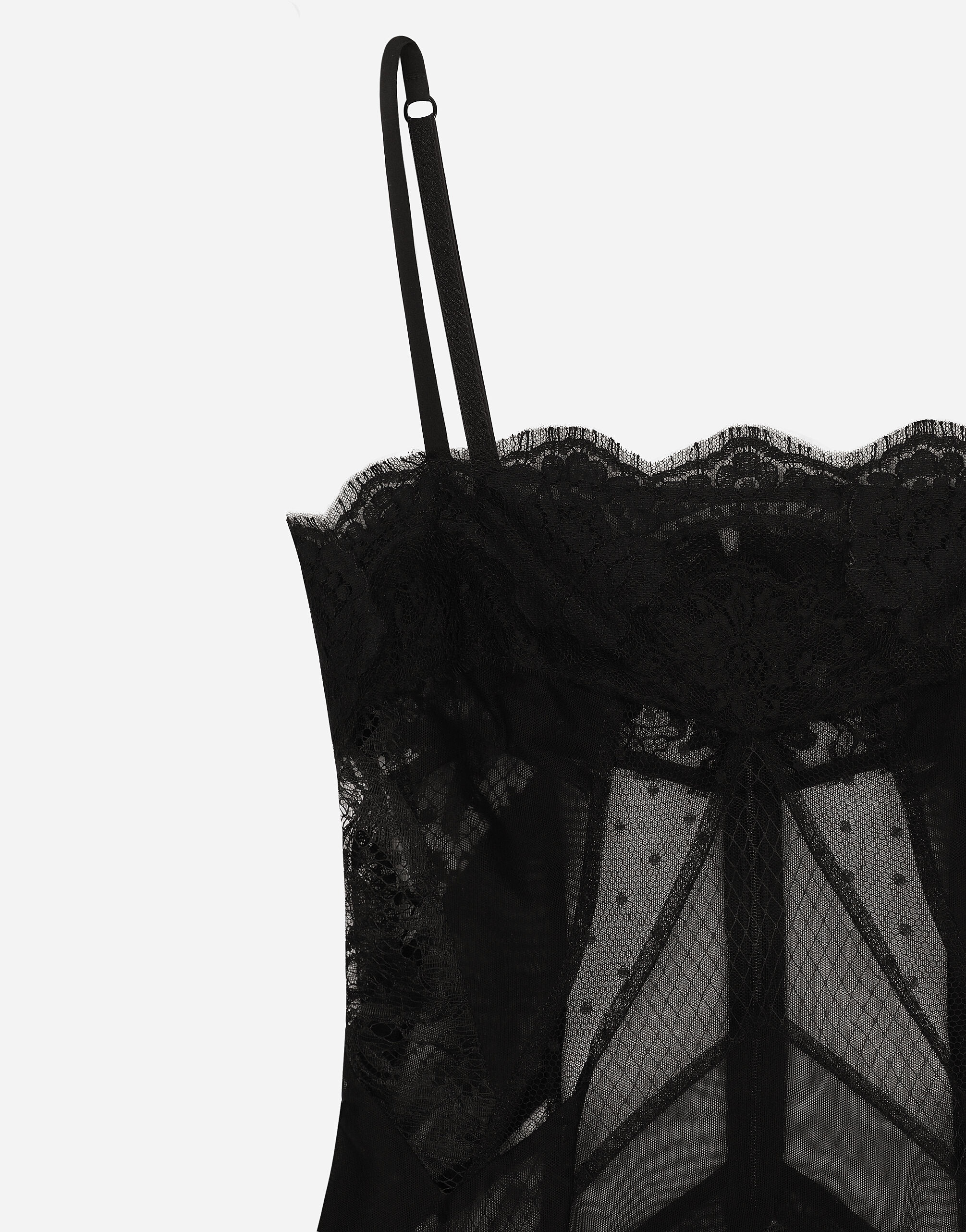 Tulle, mesh and lace calf-length slip dress - 5