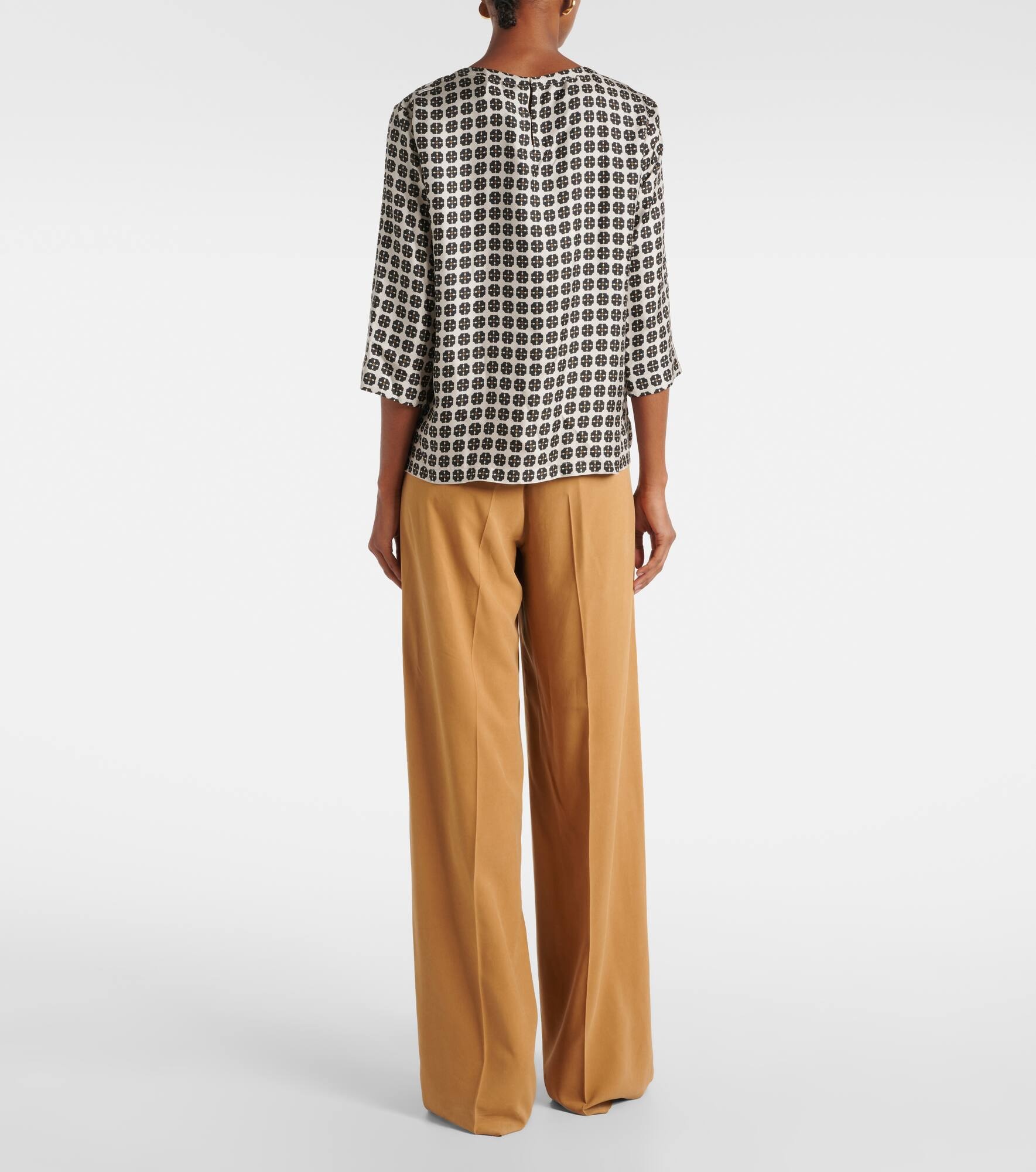 Ribes checked silk top - 3