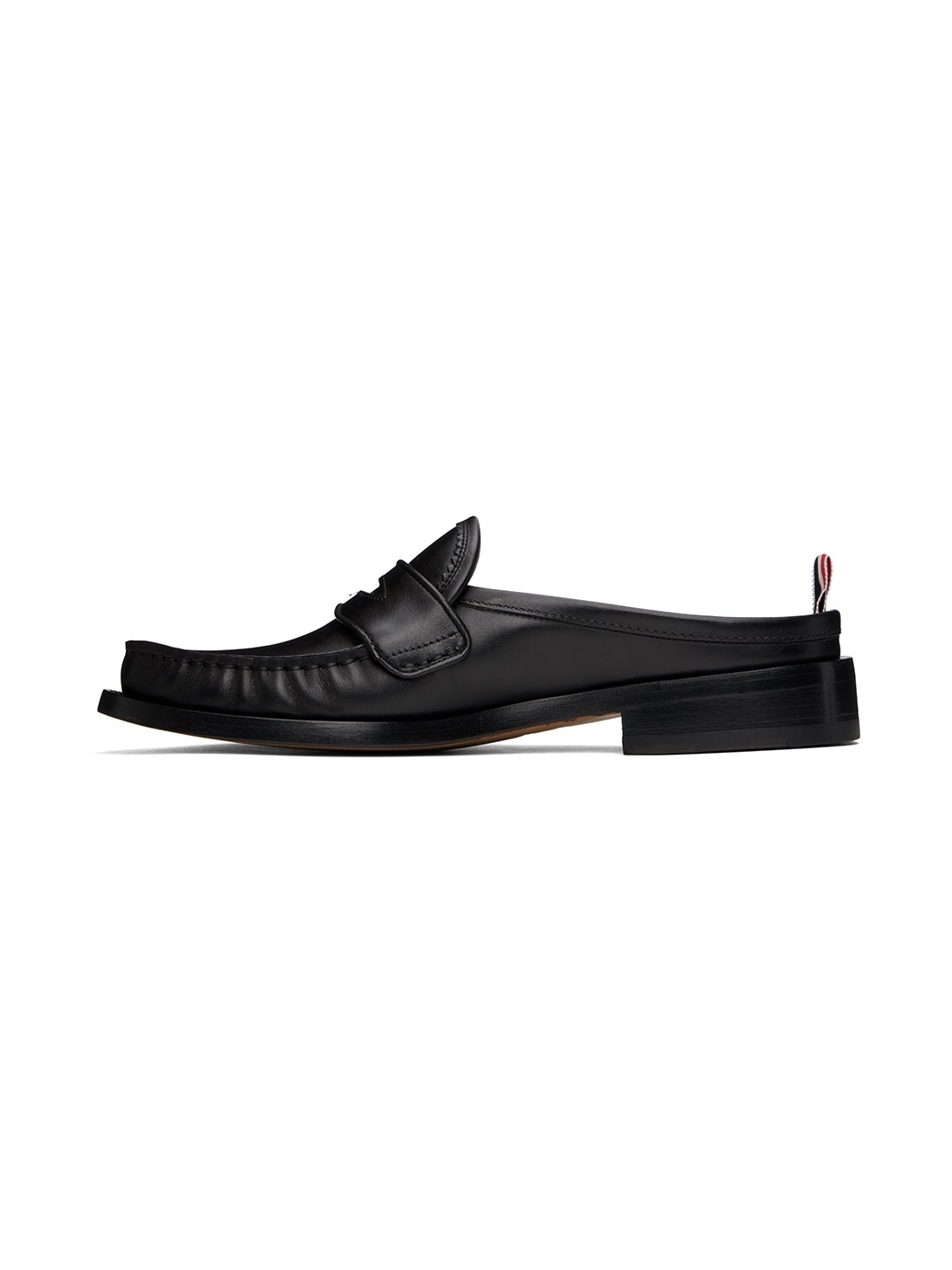 Black Pleated Penny Loafer Mules - 3