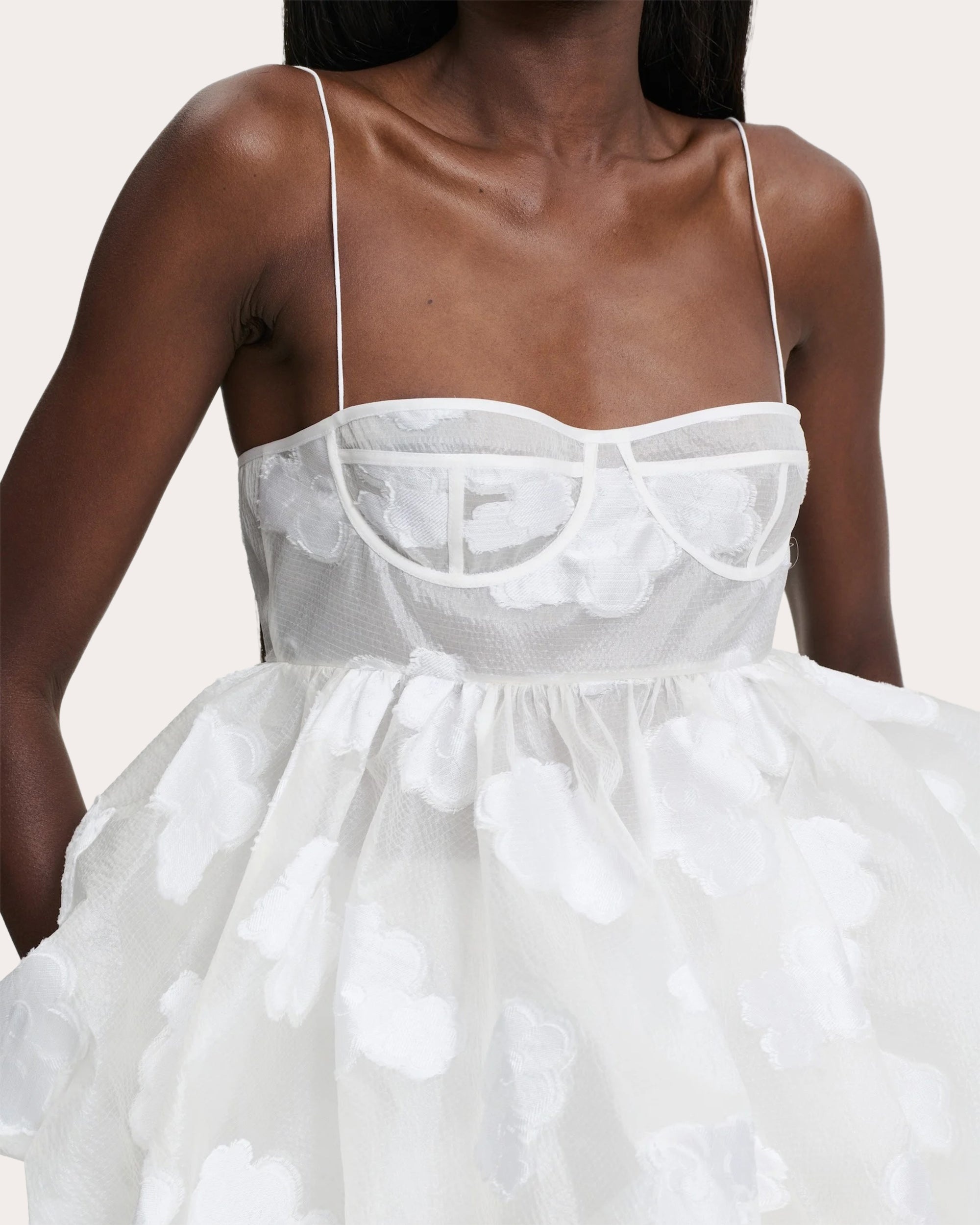 Anette Floral Kumo Fil-Coupé Bustier Peplum Top - 3