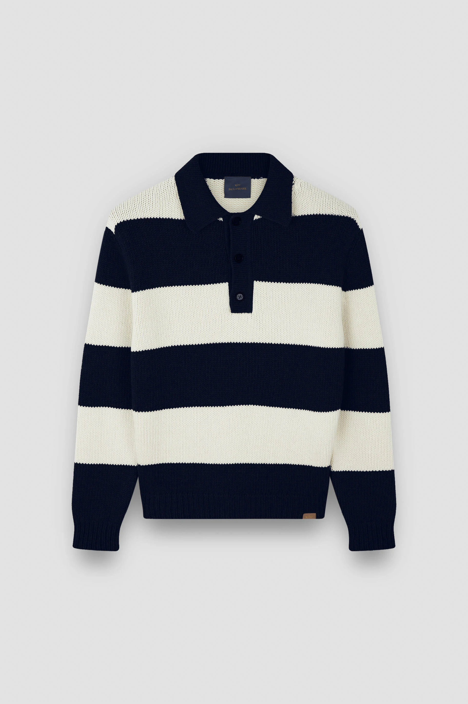 STRIPED RE-WOOL POLO SHIRT - 1