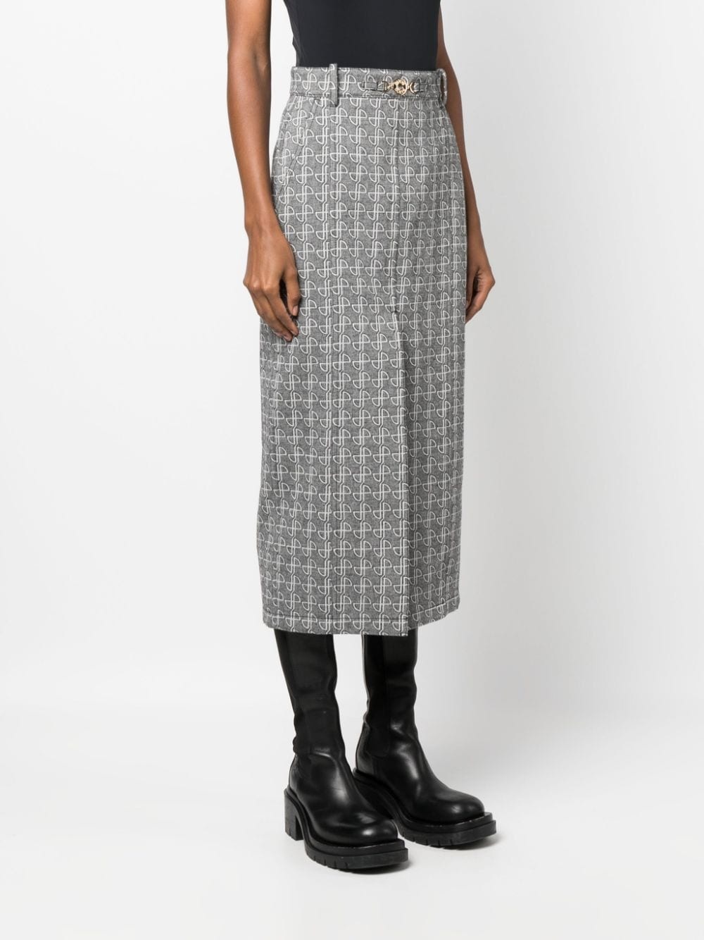 JP monogram slit midi skirt - 3