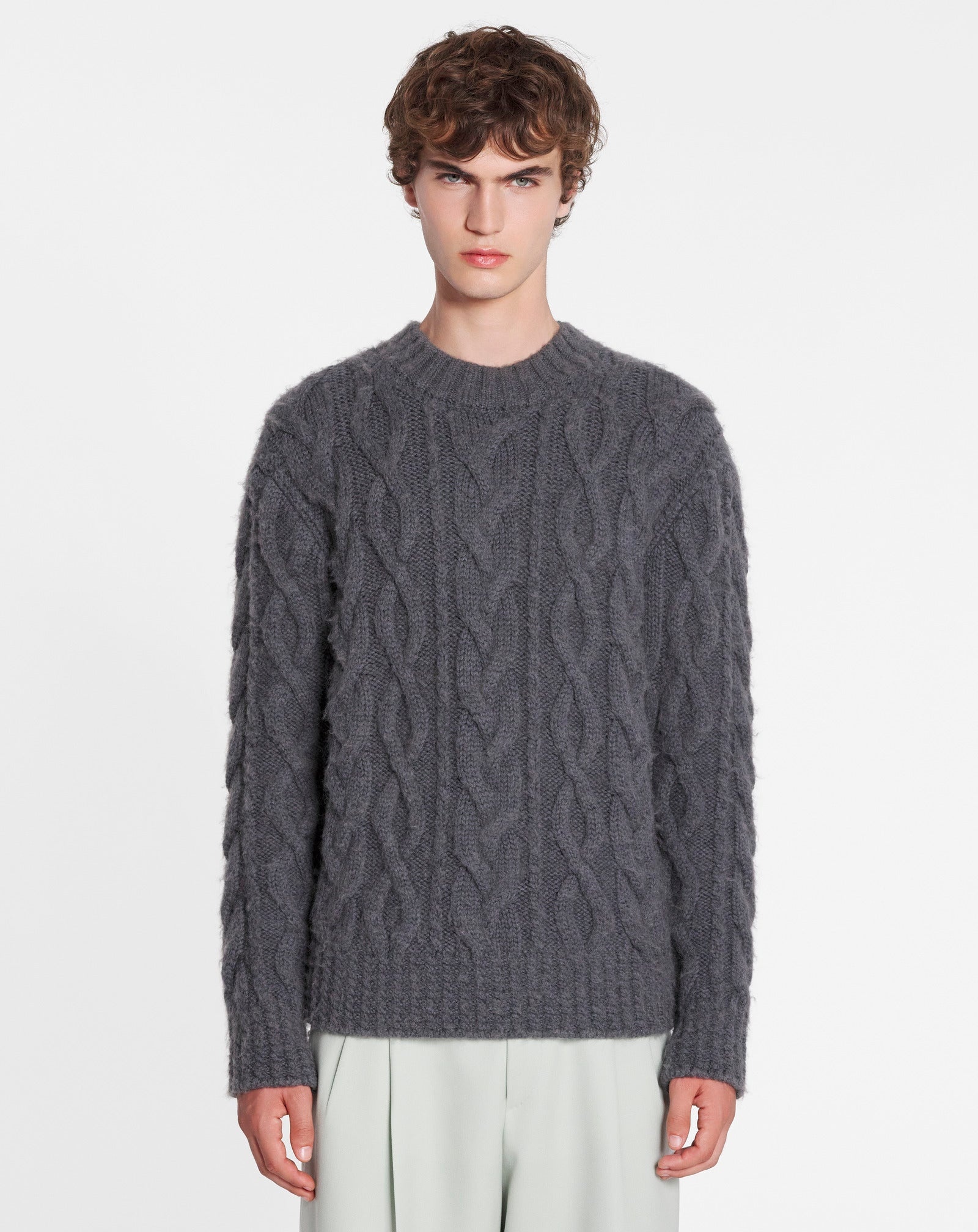 ARAN KNIT JUMPER IN BRUSHED MOHAIR - 3