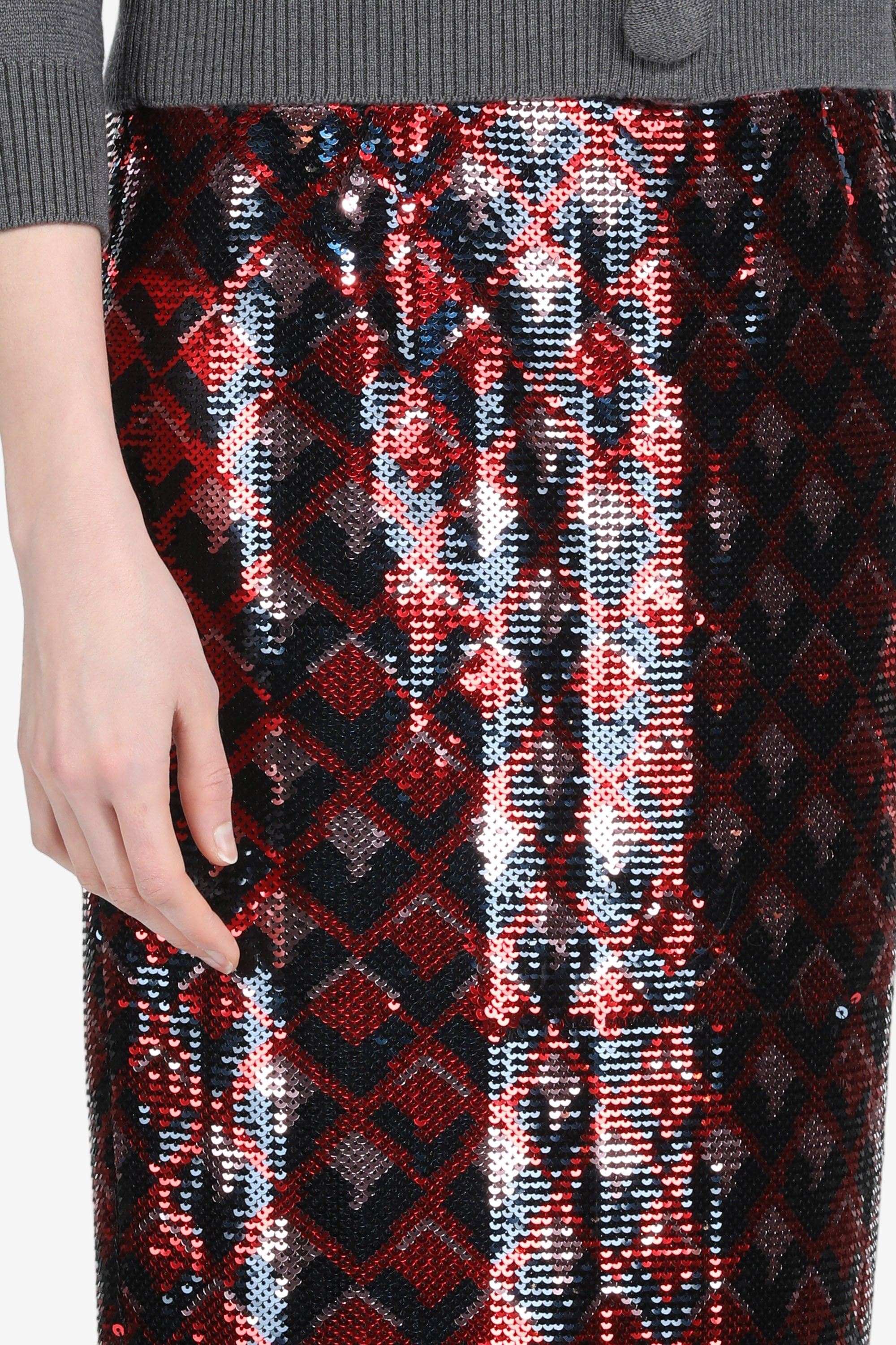 PENCIL SKIRT WITH SEQUINED FABRIC - 5
