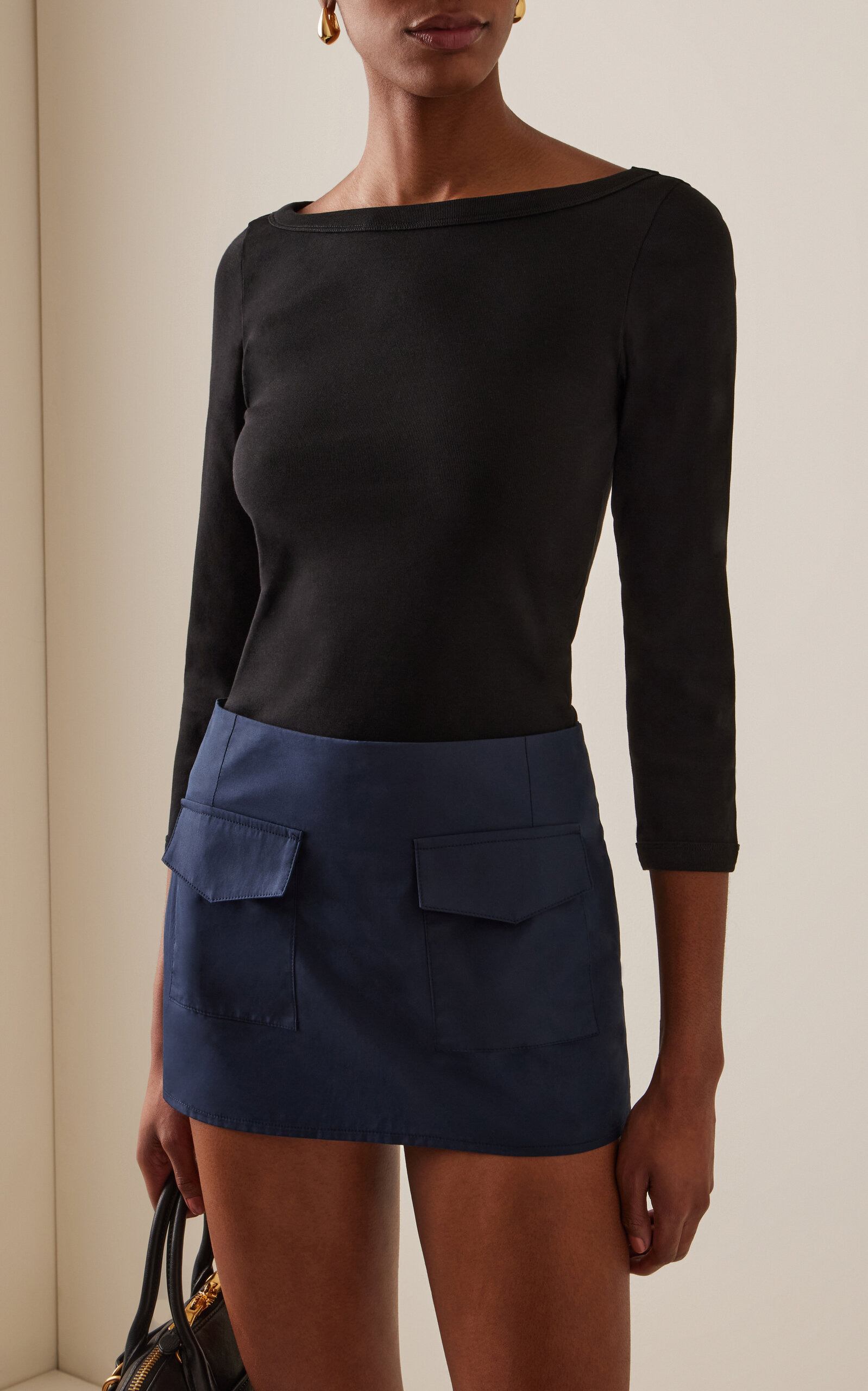 Exclusive Steffi Boat Neck Organic Cotton Top black - 3