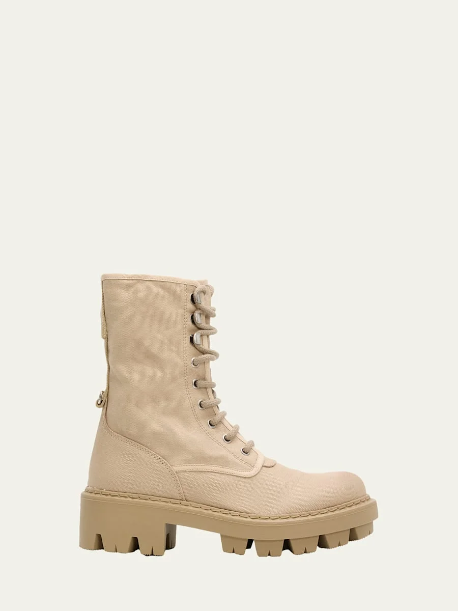 Canvas Ankle Combat Boots - 1