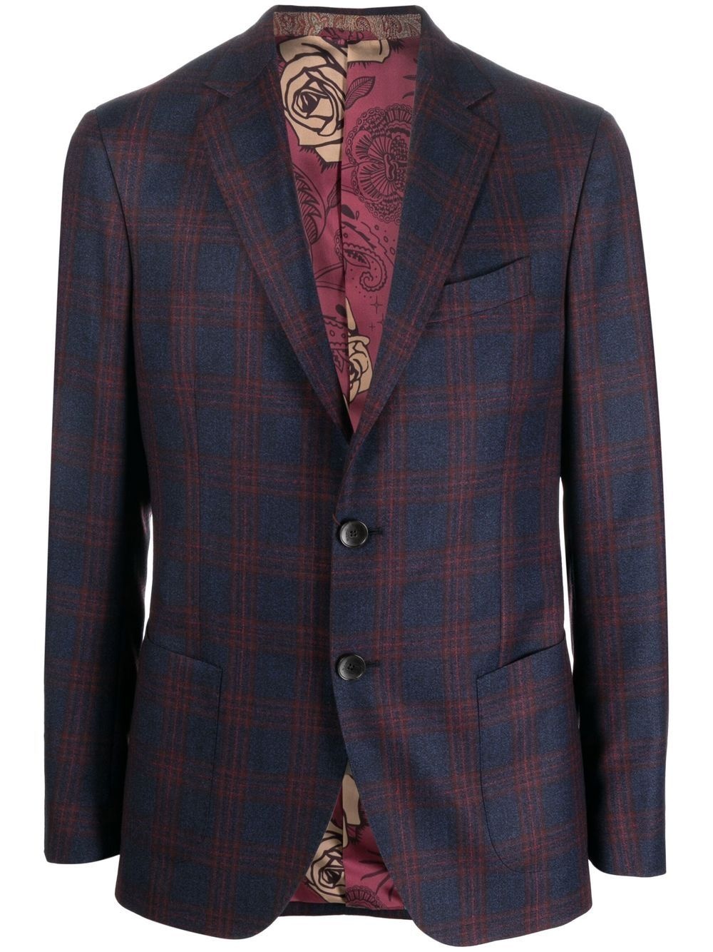 check-pattern single-breasted suit - 1