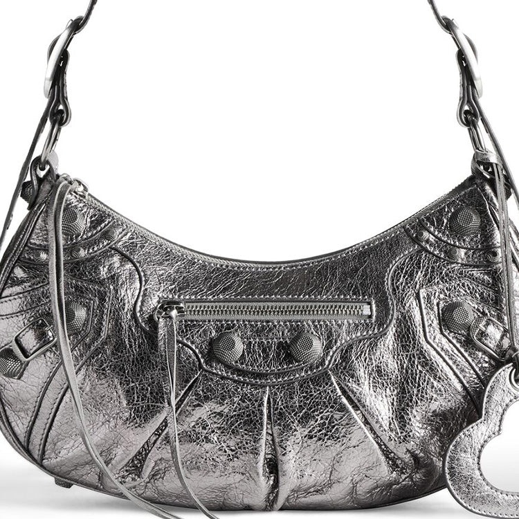 (WMNS) Balenciaga Le Cagole Small Shoulder Bag Metallized 'Silver' 6713070GT3Y8103 - 5